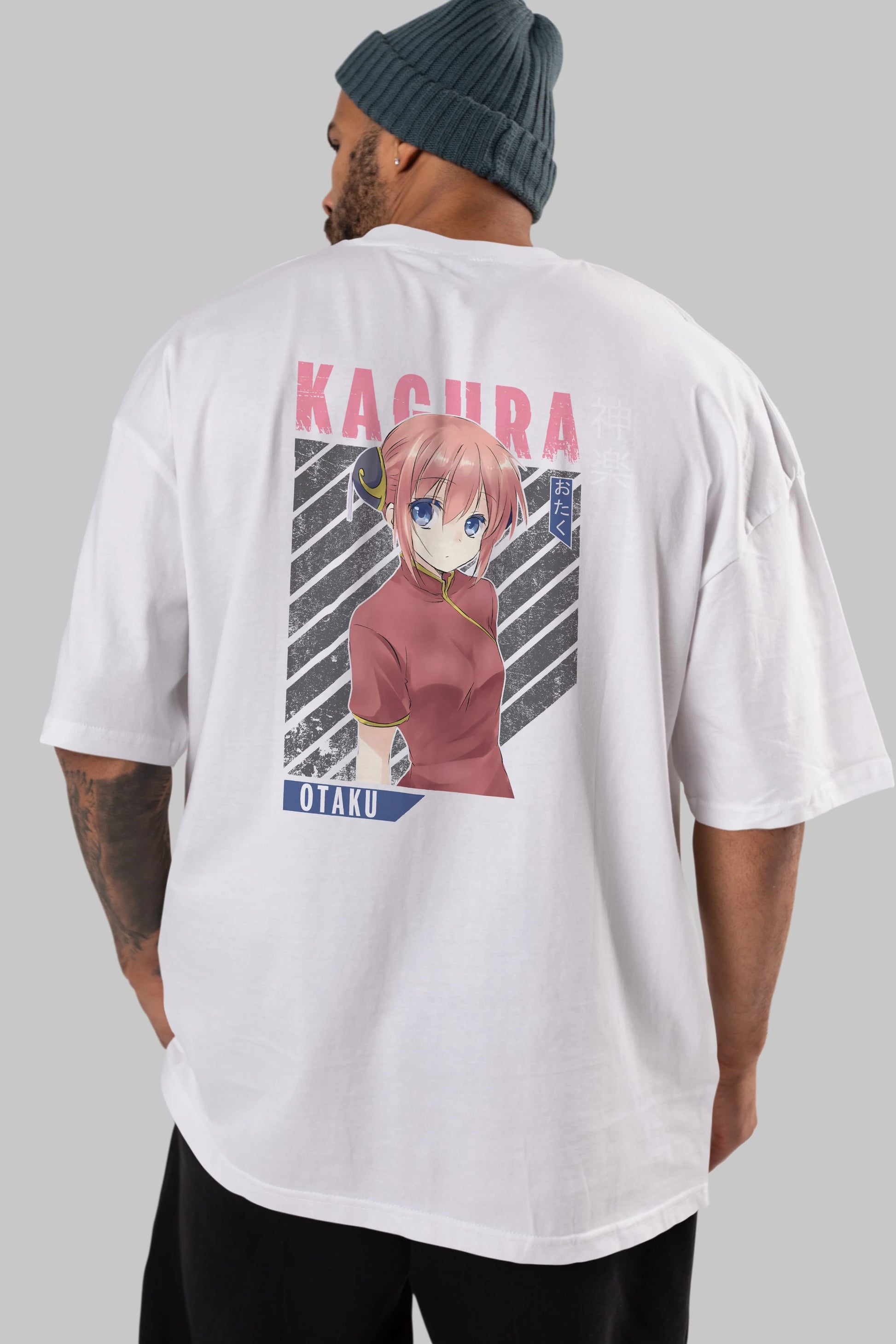 Kagura GINTAMA Anime Arka Baskılı Oversize t-shirt Erkek Kadın Unisex