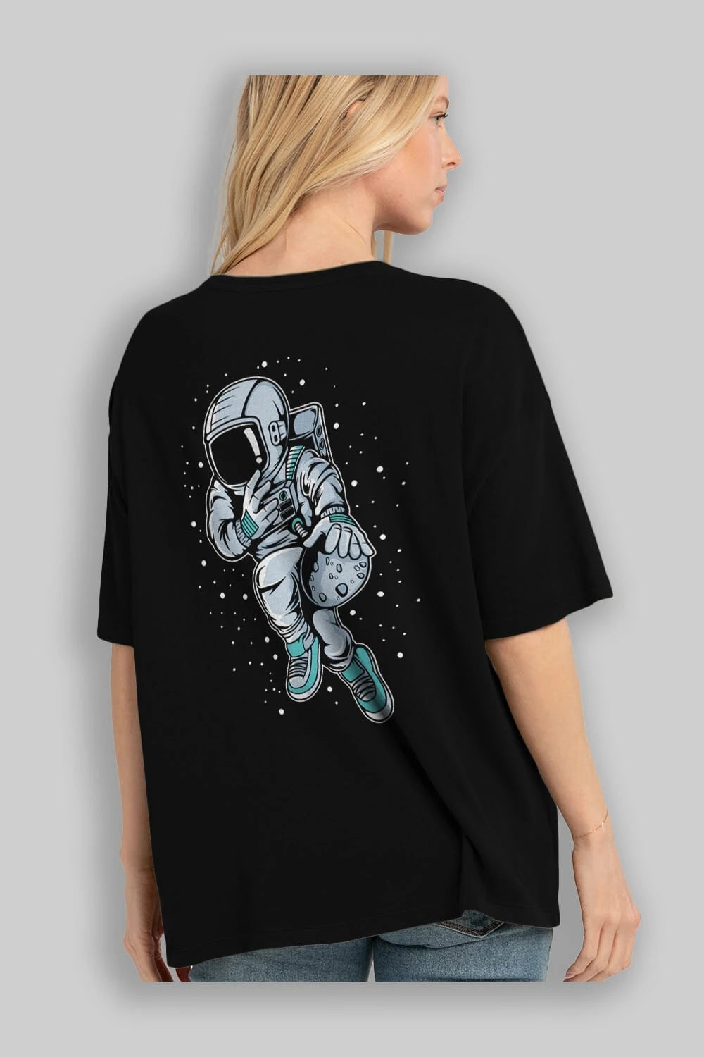 Astronaut Basketball (2) Arka Baskılı Oversize t-shirt Erkek Kadın Unisex