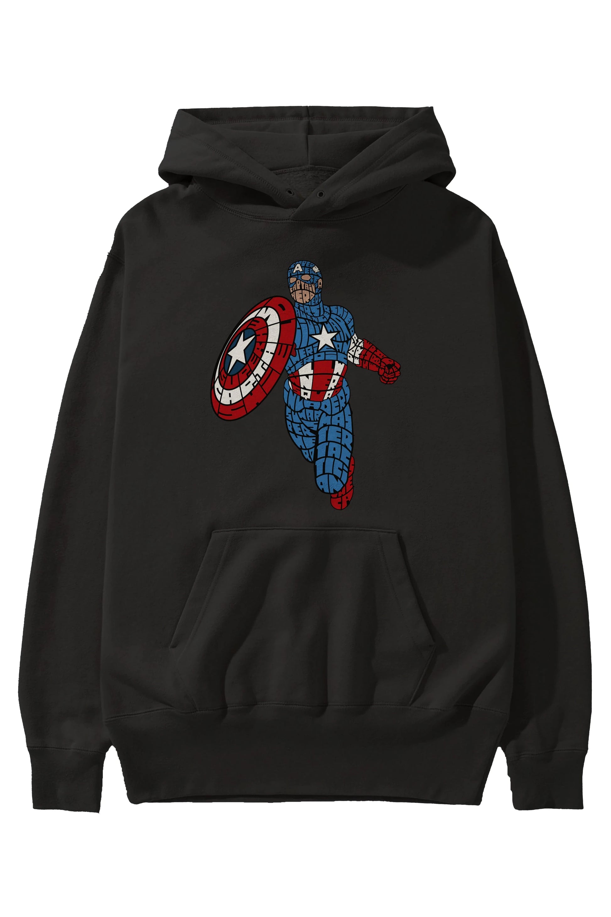 Star and Stripes Hero Ön Baskılı Hoodie Oversize Kapüşonlu Sweatshirt Erkek Kadın Unisex