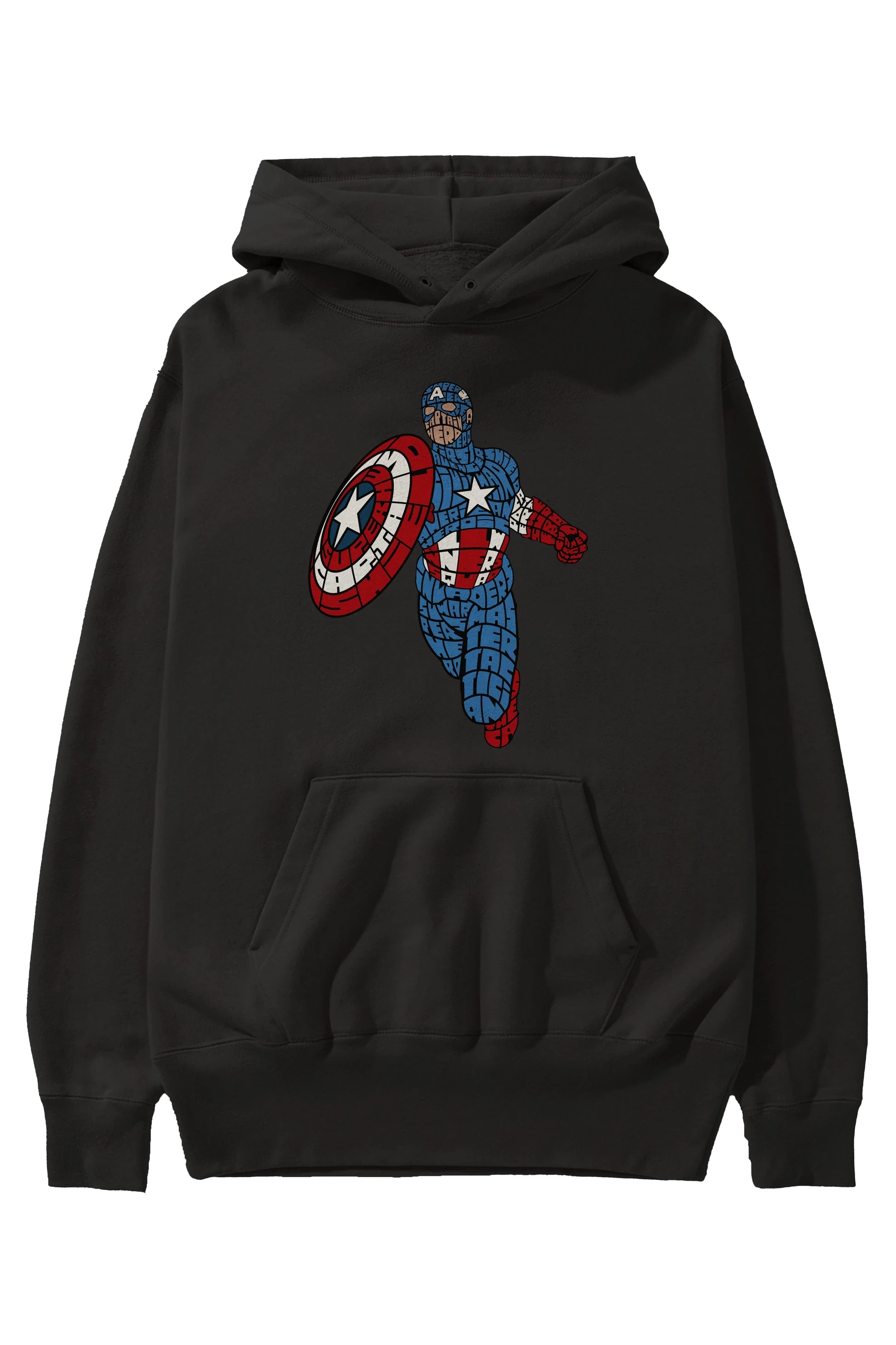 Star and Stripes Hero Ön Baskılı Hoodie Oversize Kapüşonlu Sweatshirt Erkek Kadın Unisex