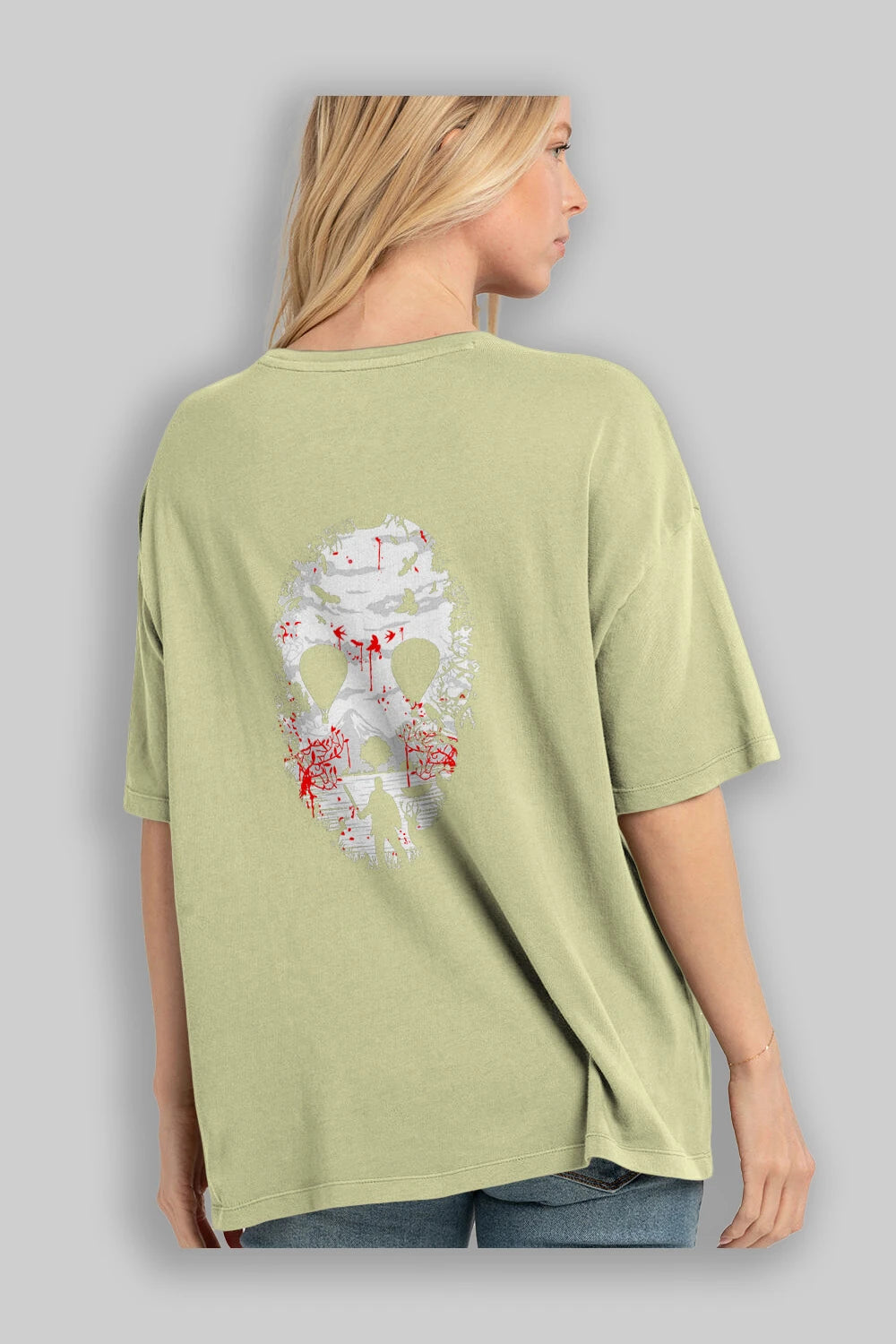 Crystal Lake Arka Baskılı Oversize t-shirt %100 pamuk Erkek Kadın Unisex