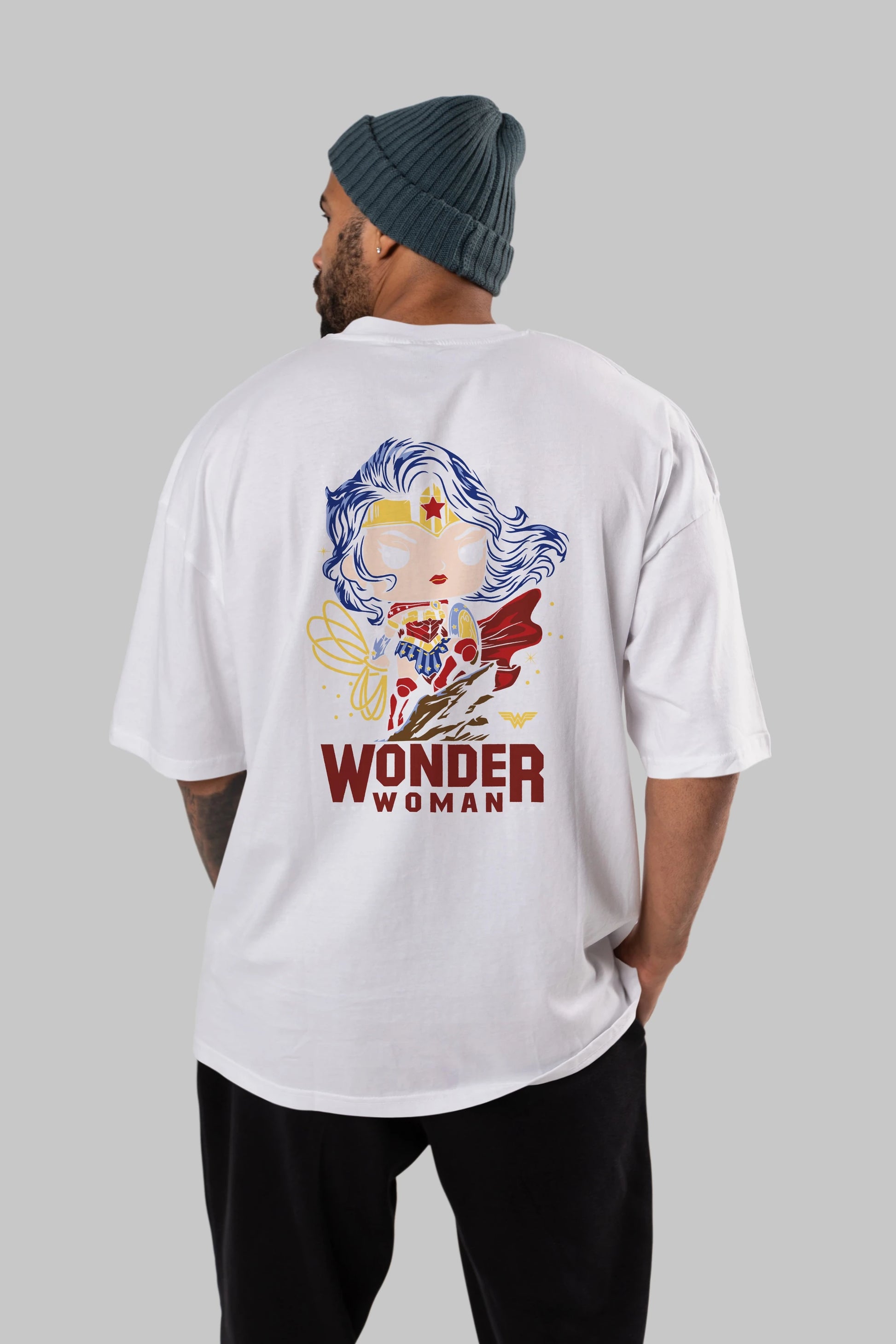 Wonder Woman (2) Arka Baskılı Oversize t-shirt Erkek Kadın Unisex %100 Pamuk Bisiklet Yaka tişort