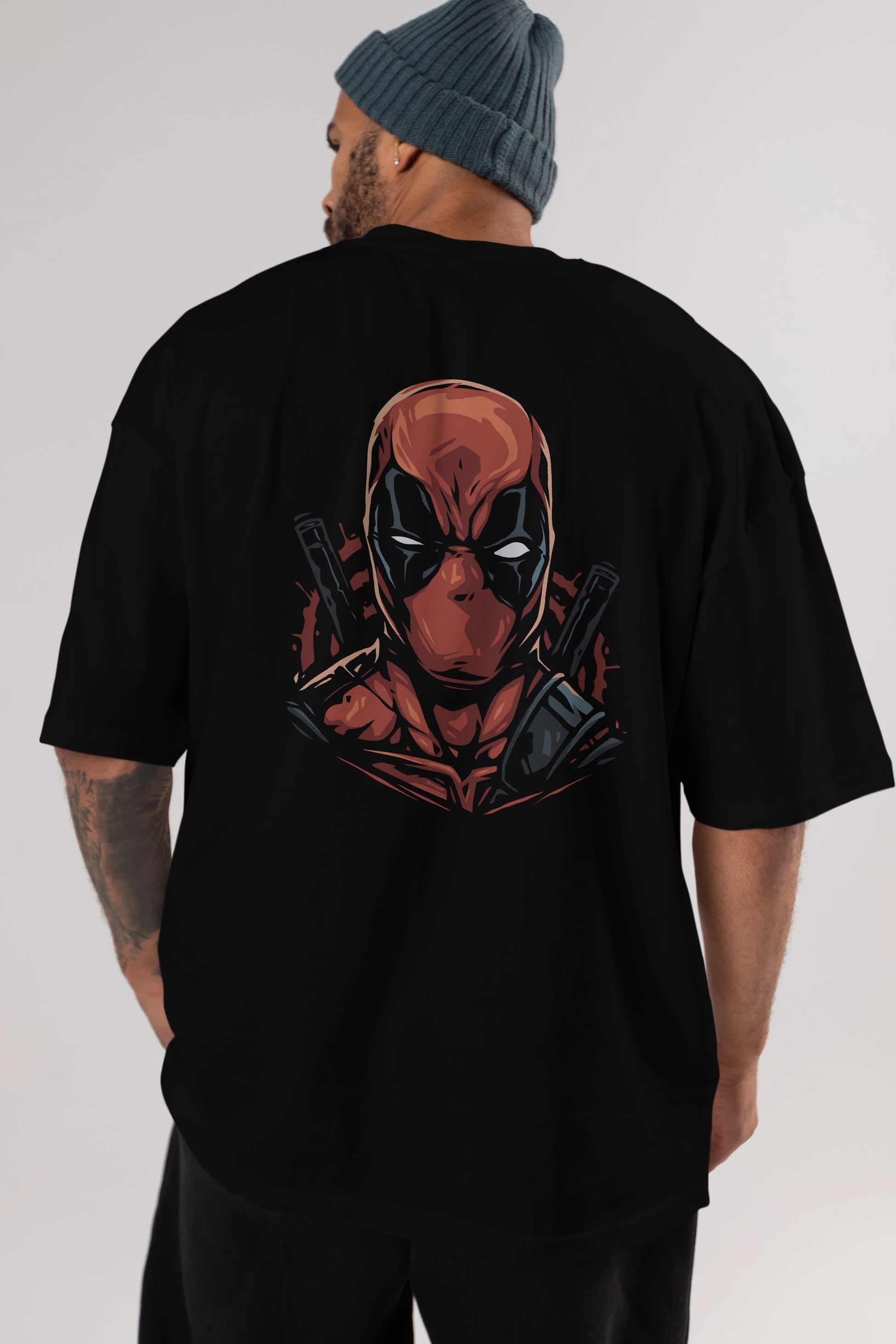 Deadpool (10) Arka Baskılı Oversize t-shirt Erkek Kadın Unisex %100 Pamuk Bisiklet Yaka tişort