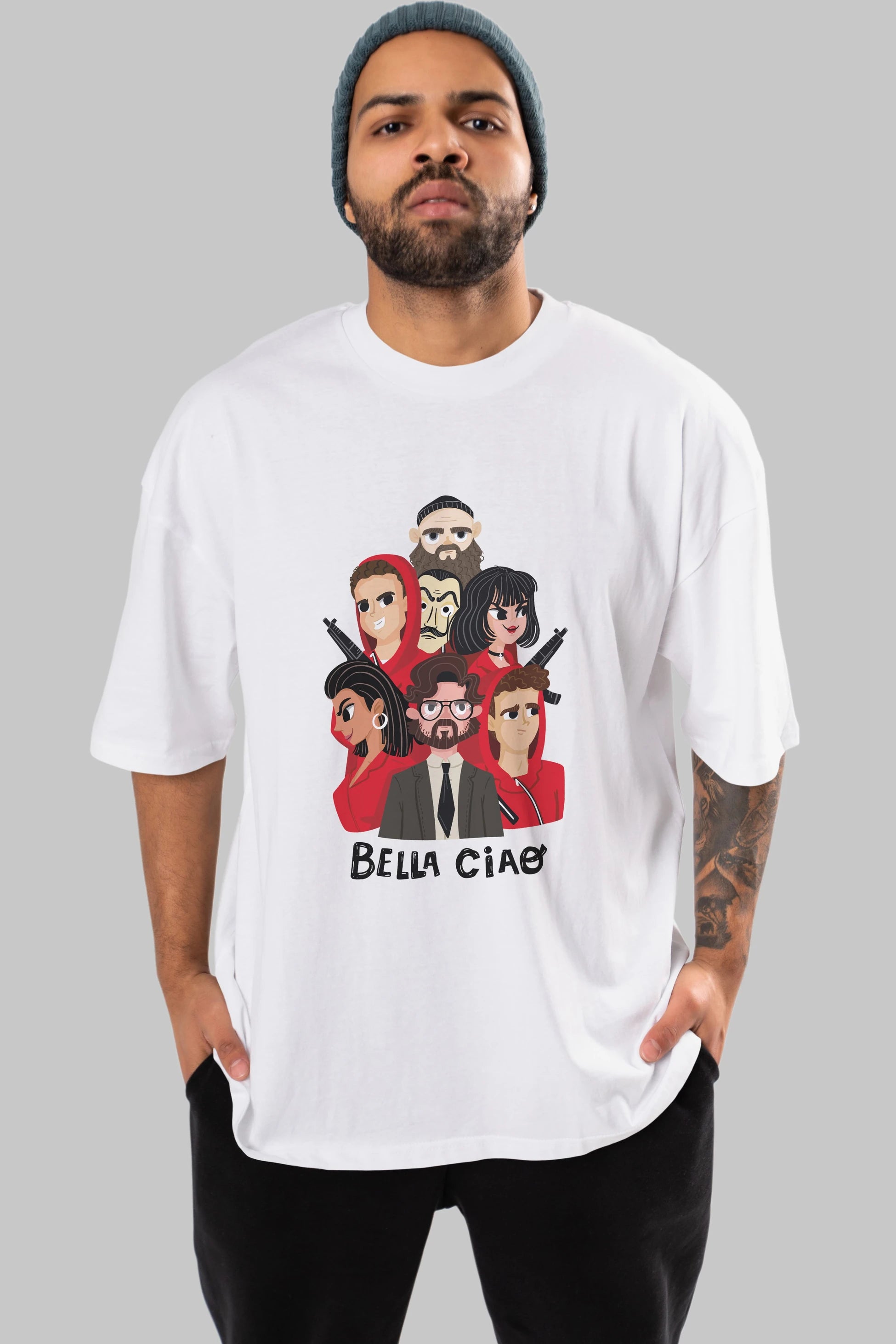 La Casa De Papel (13) Ön Baskılı Oversize t-shirt Erkek Kadın Unisex %100 Pamuk Bisiklet Yaka tişort