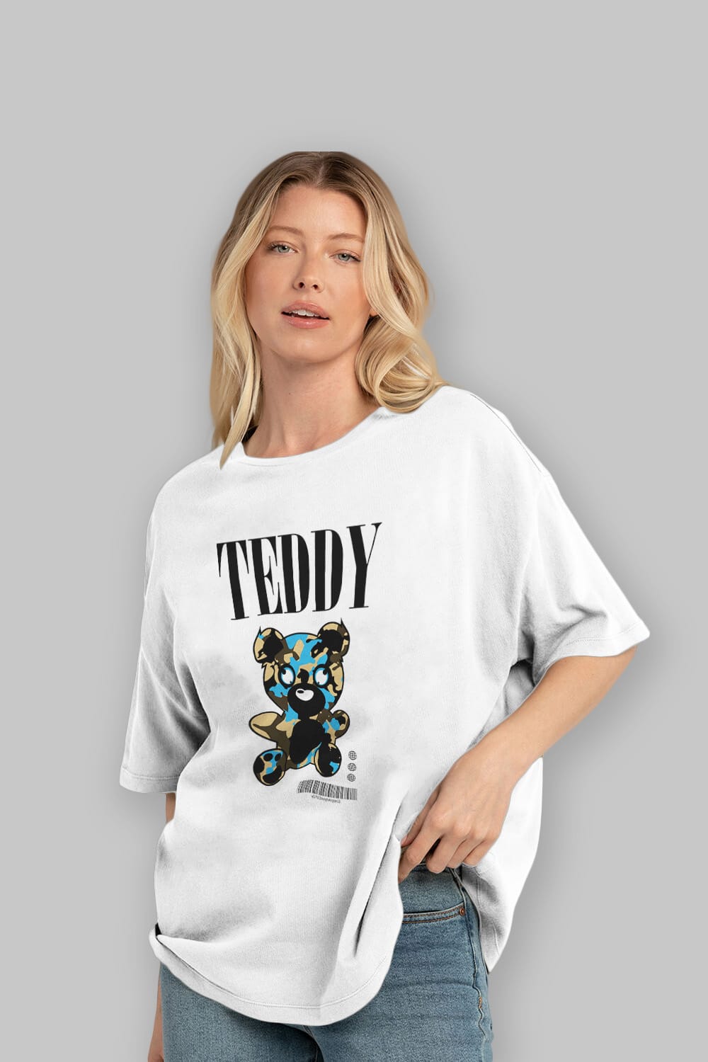 Teddy Bear Streetwear Ön Baskılı Oversize t-shirt Erkek Kadın Unisex