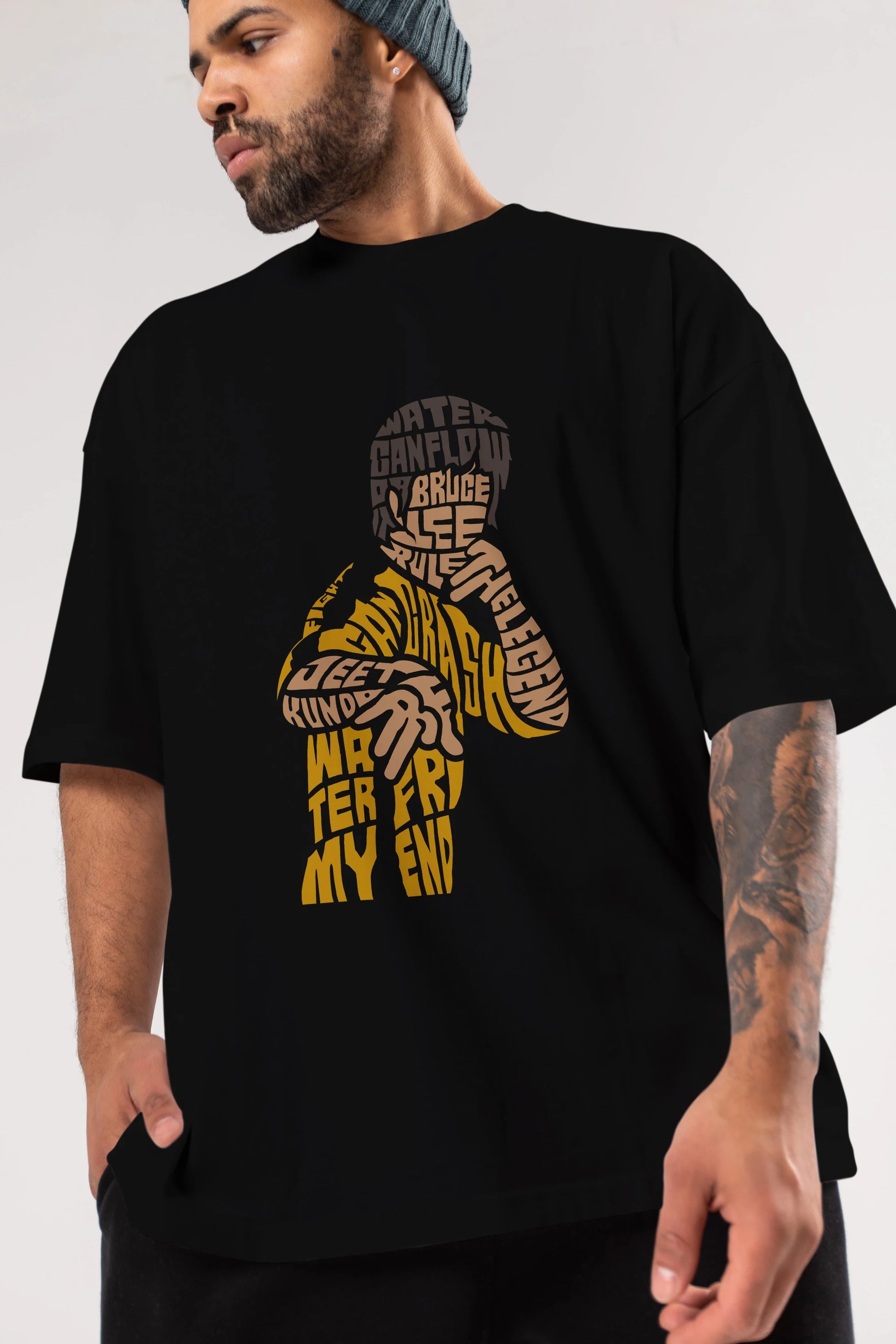 Bruce Lee Ön Baskılı Oversize t-shirt %100 pamuk Erkek Kadın Unisex