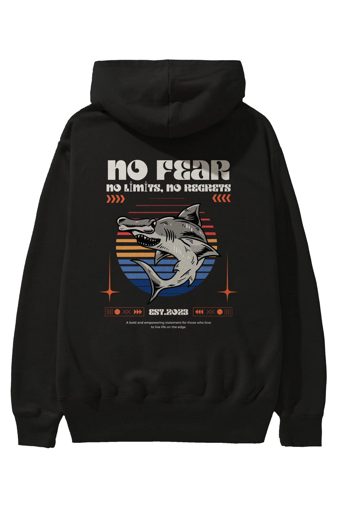 No Fear Yazılı Arka Baskılı Oversize Hoodie Kapüşonlu Sweatshirt Erkek Kadın Unisex