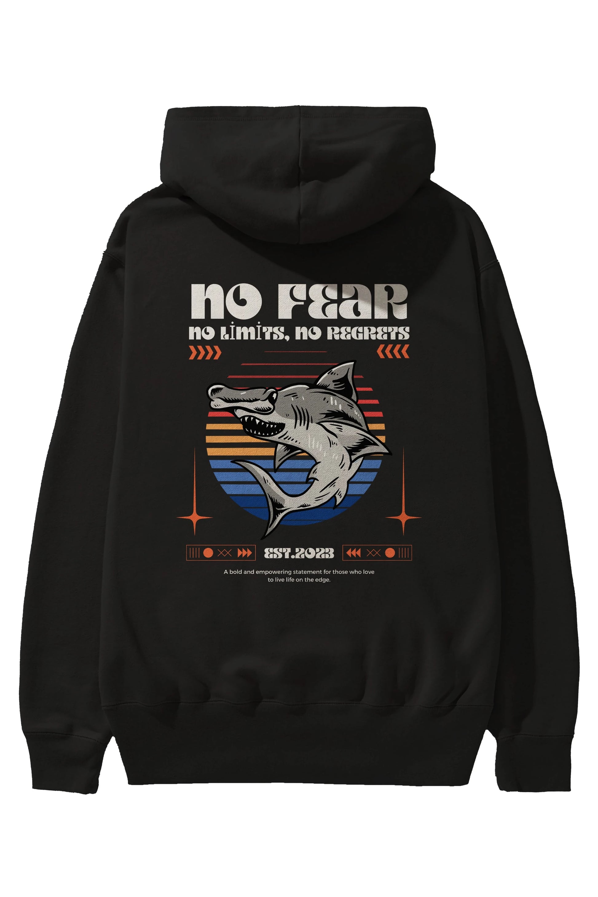 No Fear Yazılı Arka Baskılı Oversize Hoodie Kapüşonlu Sweatshirt Erkek Kadın Unisex