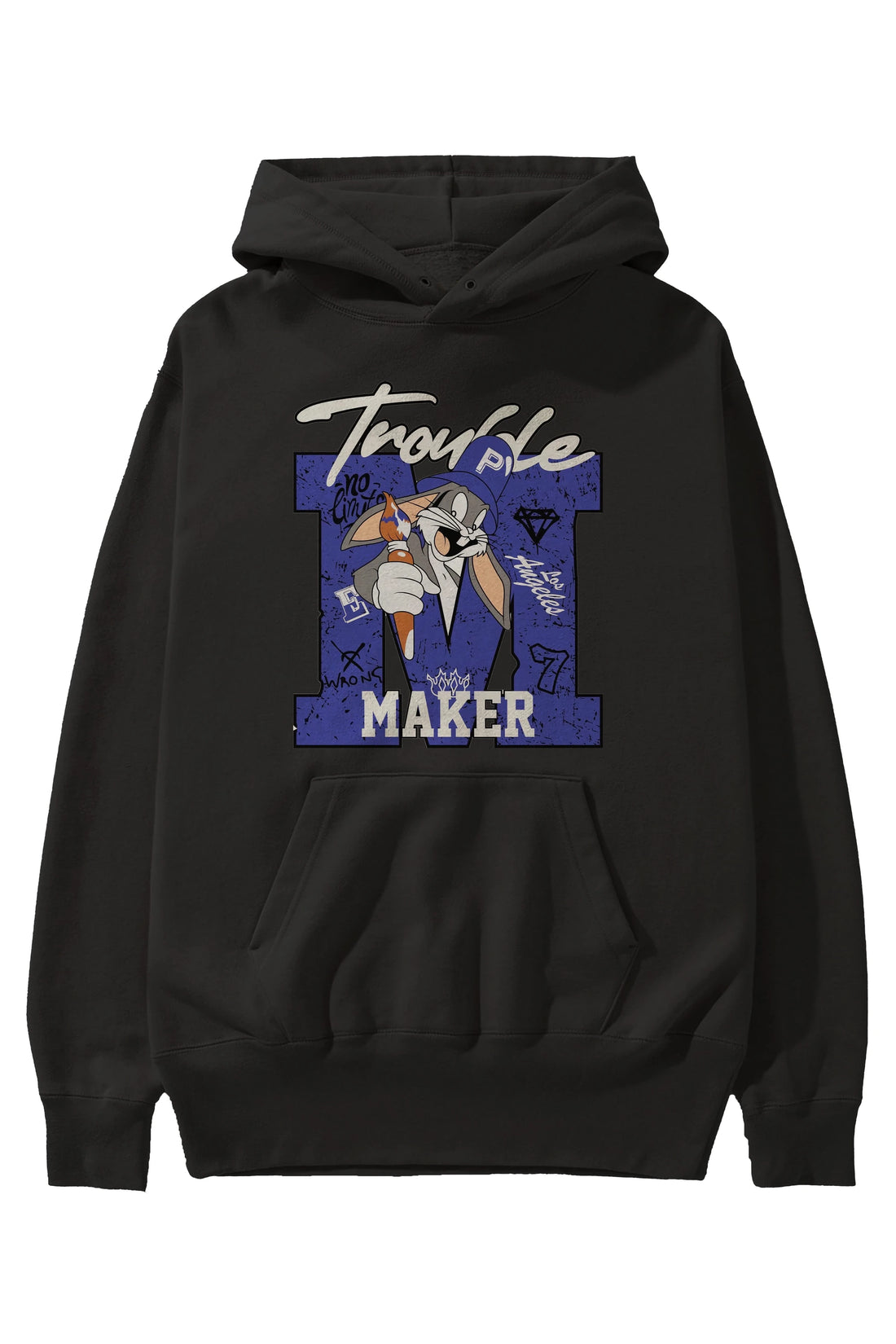 Bugs Bunny Ön Baskılı Hoodie Oversize Kapüşonlu Sweatshirt Erkek Kadın Unisex