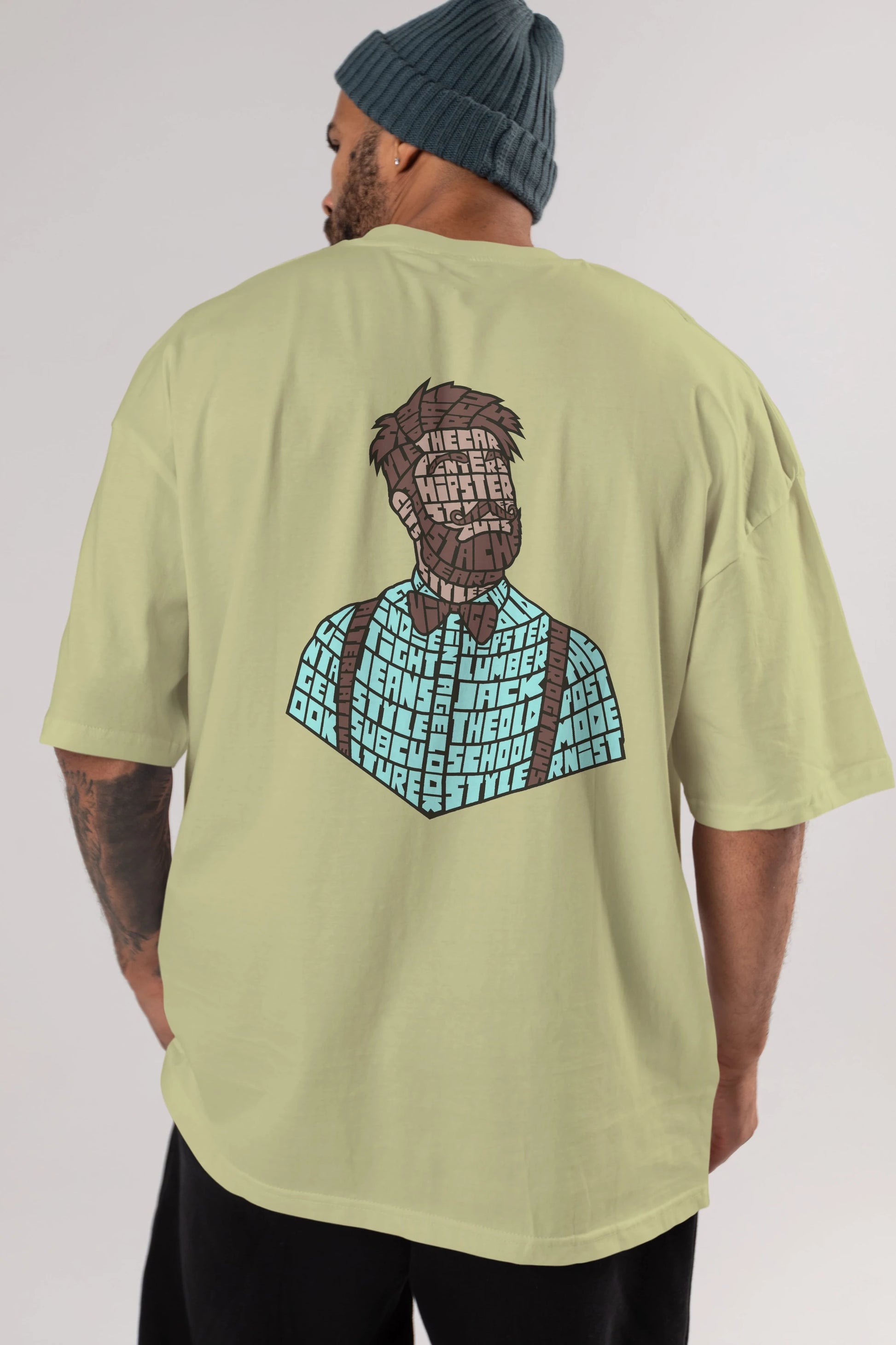 Hipster (2) Arka Baskılı Oversize t-shirt %100 pamuk Erkek Kadın Unisex