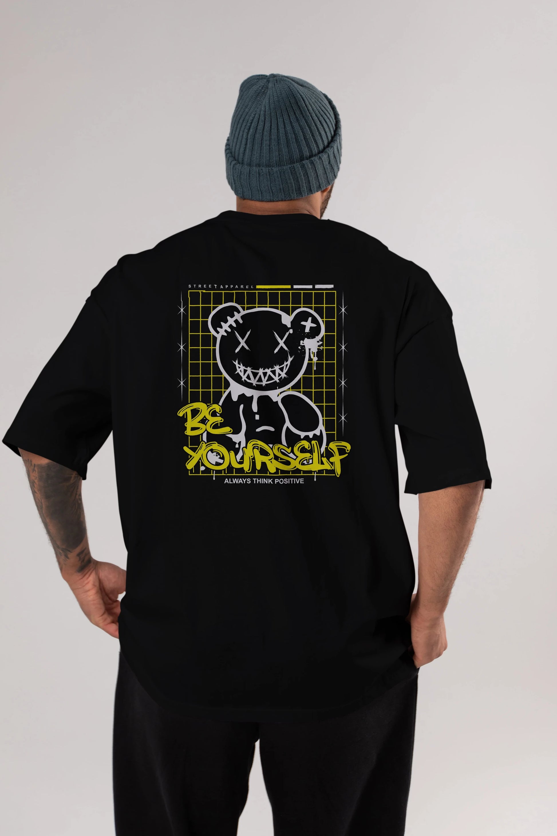 Teddy Bear Be Yourself Arka Baskılı Oversize t-shirt Erkek Kadın Unisex