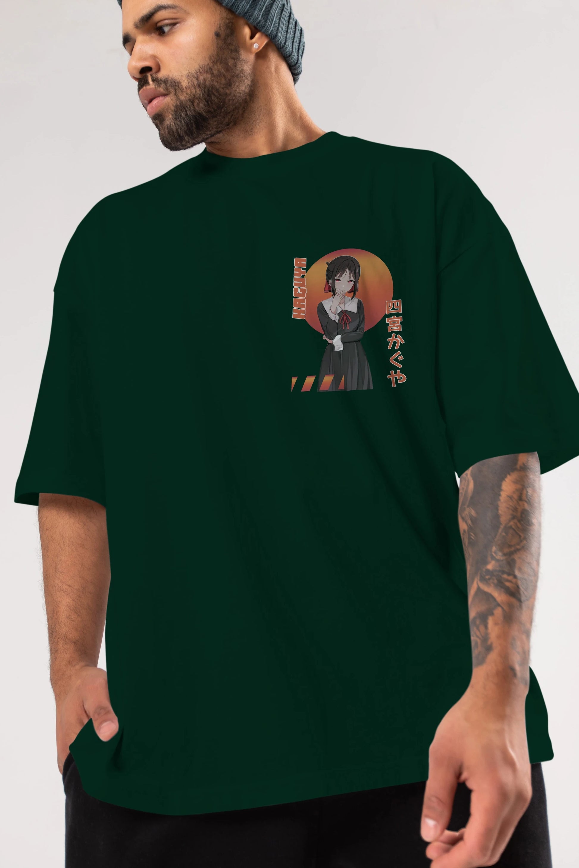 Kaguya Shinomiya 5 Ön Sol Baskılı Oversize t-shirt Erkek Kadın Unisex %100 Pamuk Bisiklet Yaka tişort
