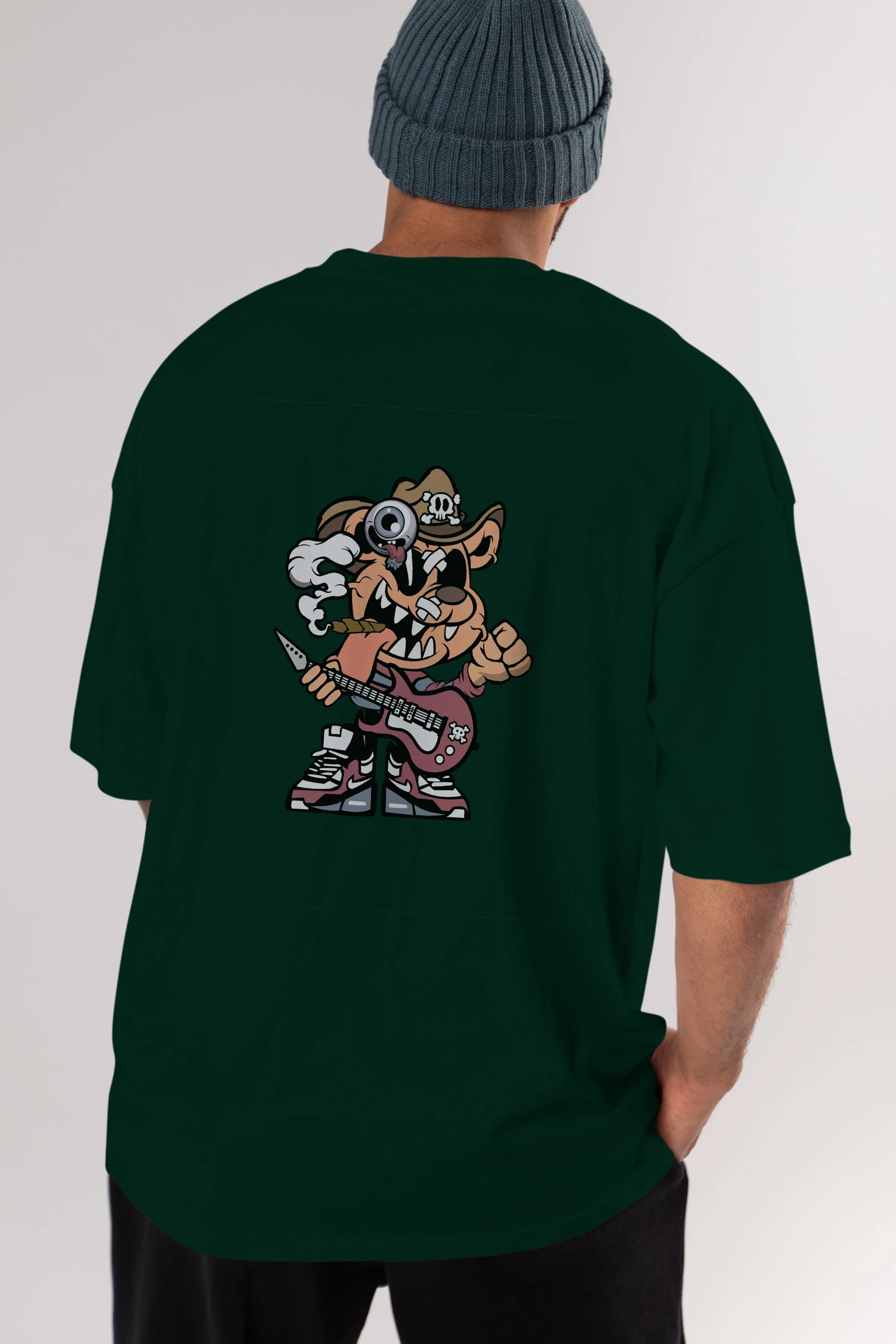 Freddy Bear Arka Baskılı Oversize t-shirt Erkek Kadın Unisex %100 Pamuk tişort