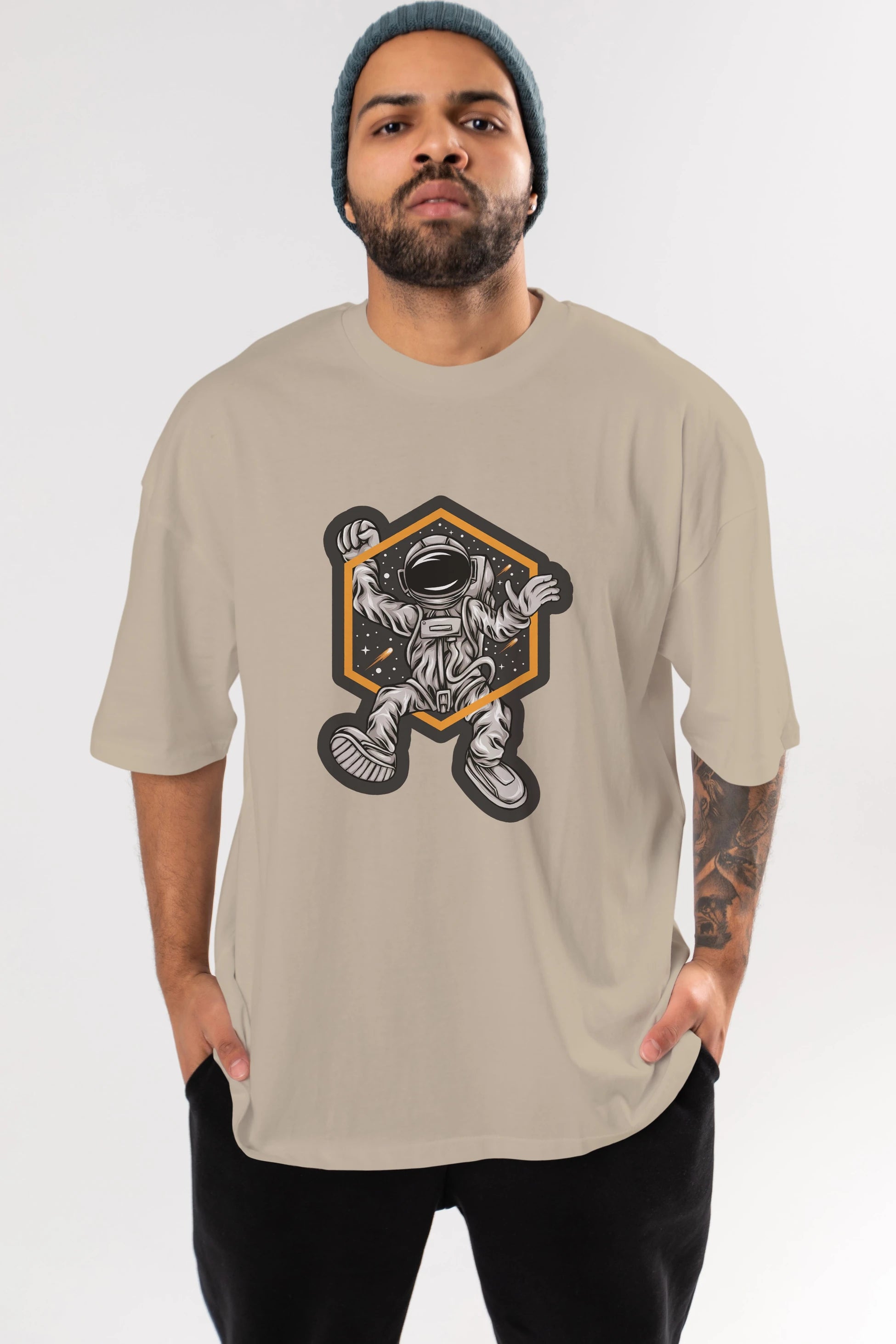 Astrofun Sticker Ön Baskılı Oversize t-shirt Erkek Kadın Unisex