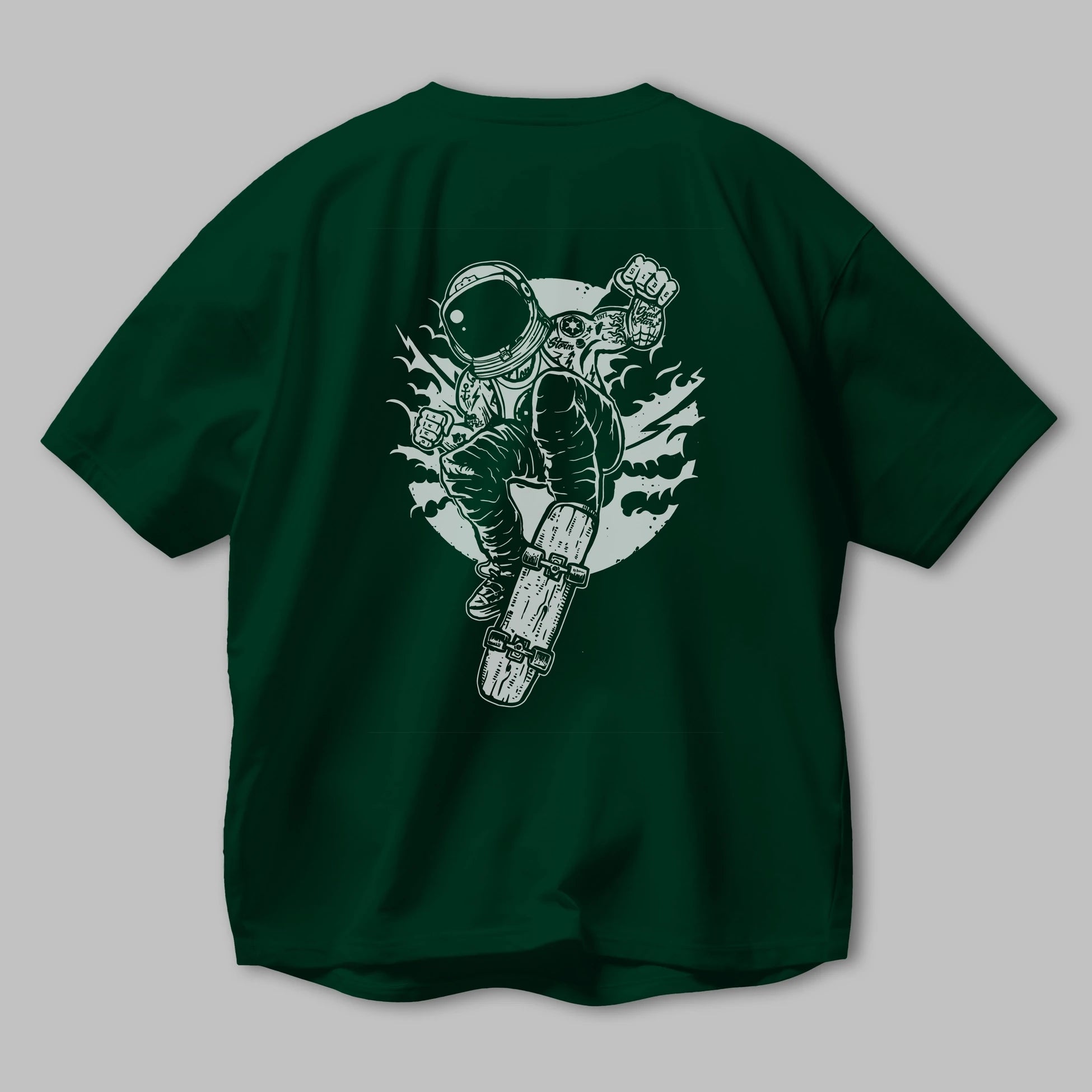 Space Skater Arka Baskılı Oversize t-shirt Erkek Kadın Unisex %100 Pamuk