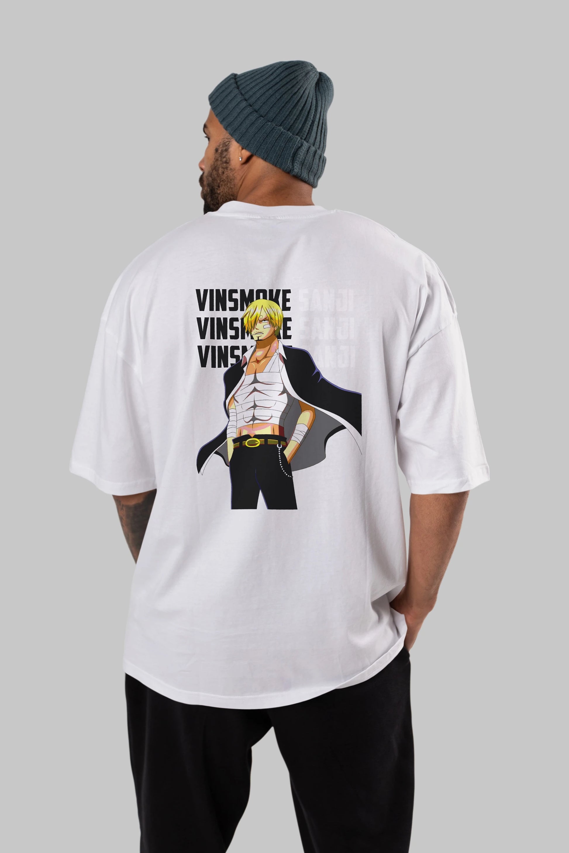 Sanji Anime Arka Baskılı Oversize t-shirt Erkek Kadın Unisex %100 pamuk tişort