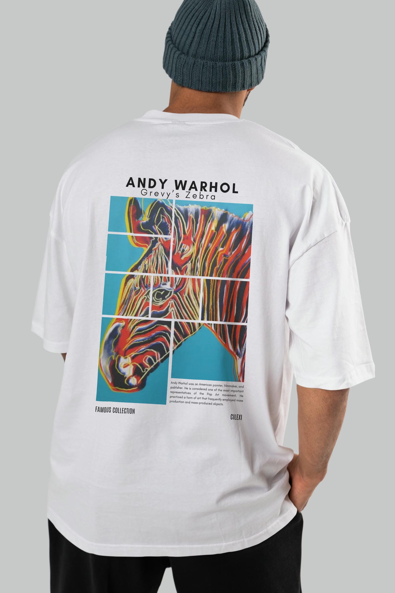 Andy Warhol Arka Baskılı Oversize t-shirt Erkek Kadın Bisiklet Yaka Pamuk tişort