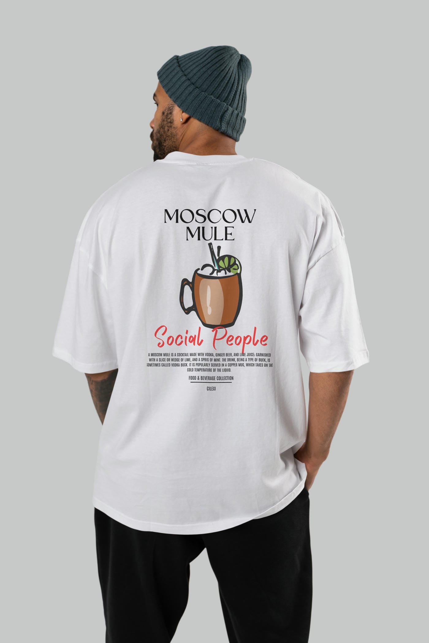 Moscow Mule Kokteyl Serisi Baskılı Oversize t-shirt Erkek Kadın Unisex %100 Pamuk Bisiklet Yaka tişort