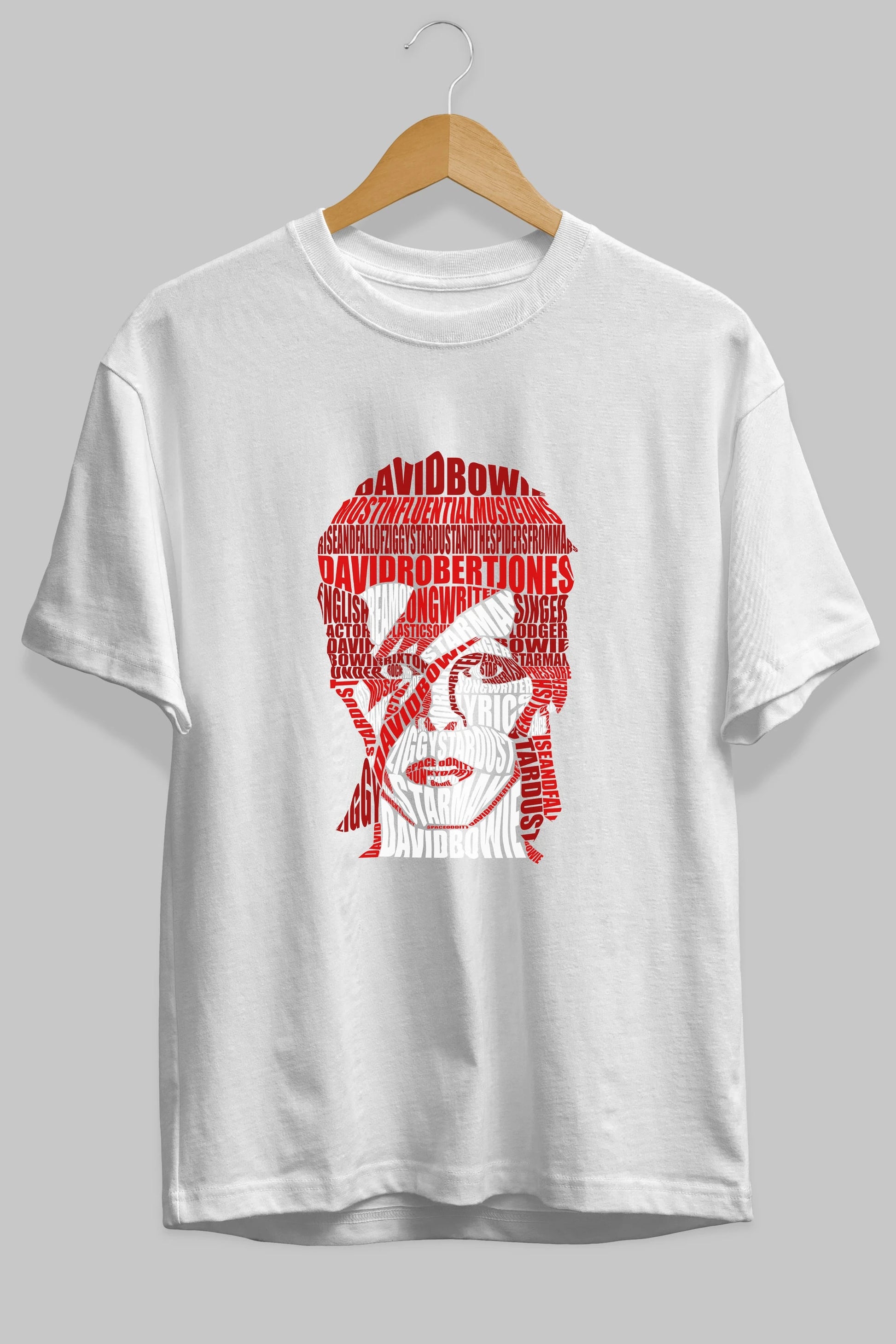 David Bowie Calligram Ön Baskılı Oversize t-shirt %100 pamuk Erkek Kadın Unisex
