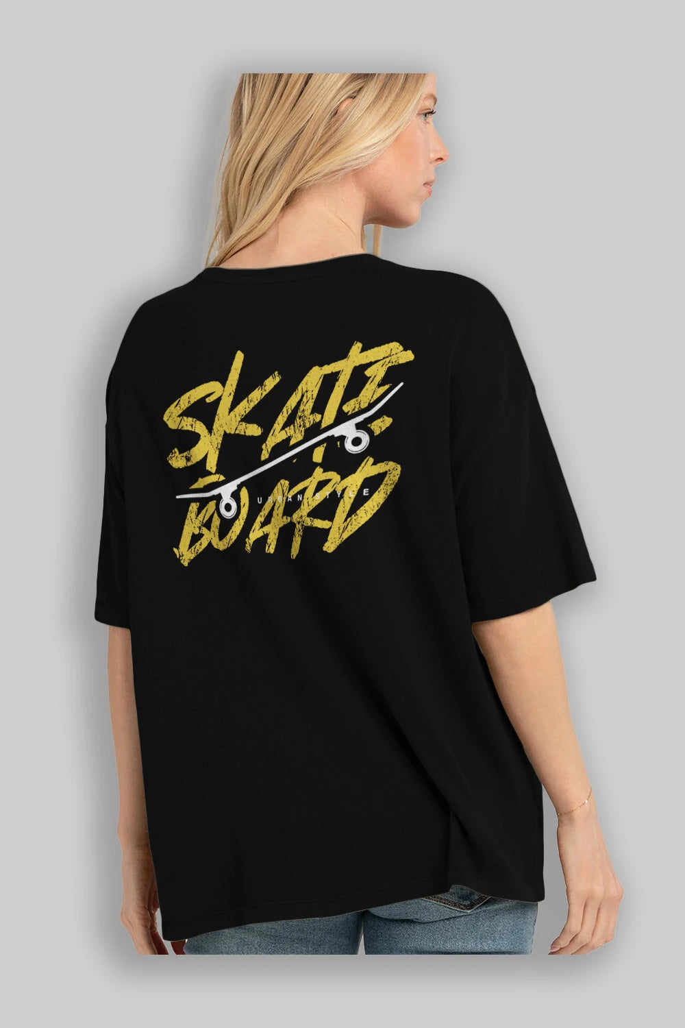 Skate Board Arka Baskılı Oversize t-shirt Erkek Kadın Unisex