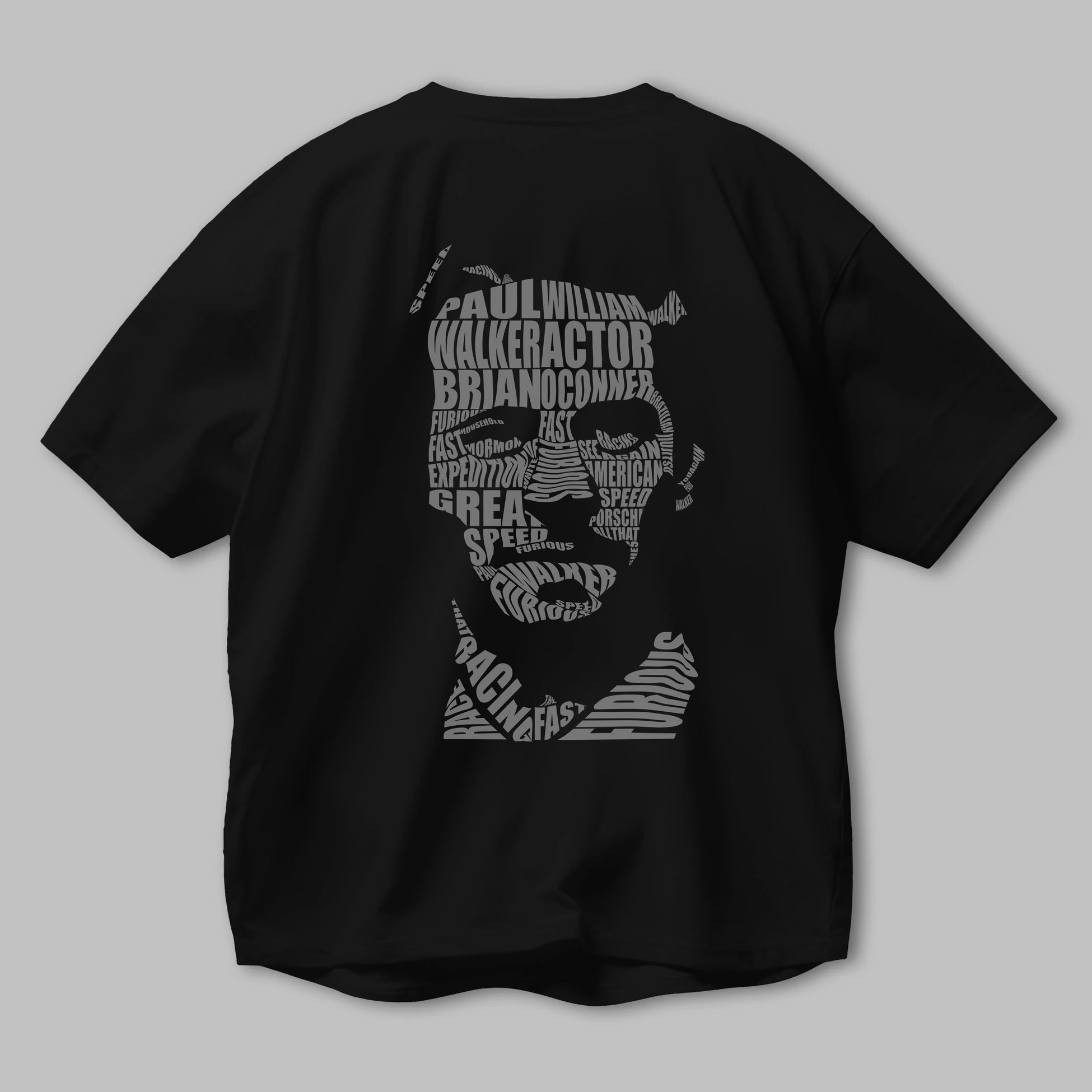Paul Walker Calligram Arka Baskılı Oversize t-shirt %100 pamuk Erkek Kadın Unisex