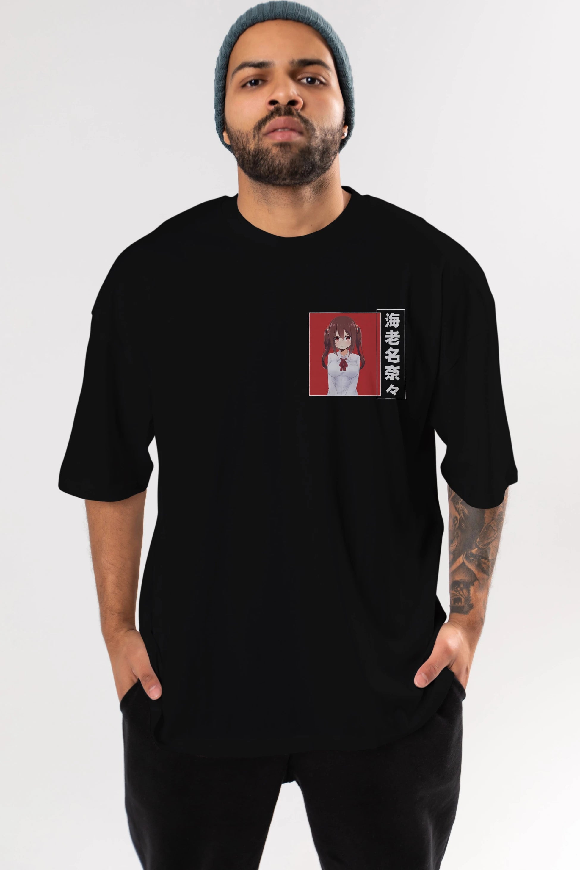 Nana Ebina 1 Ön Sol Baskılı Oversize t-shirt Erkek Kadın Unisex %100 Pamuk Bisiklet Yaka tişort