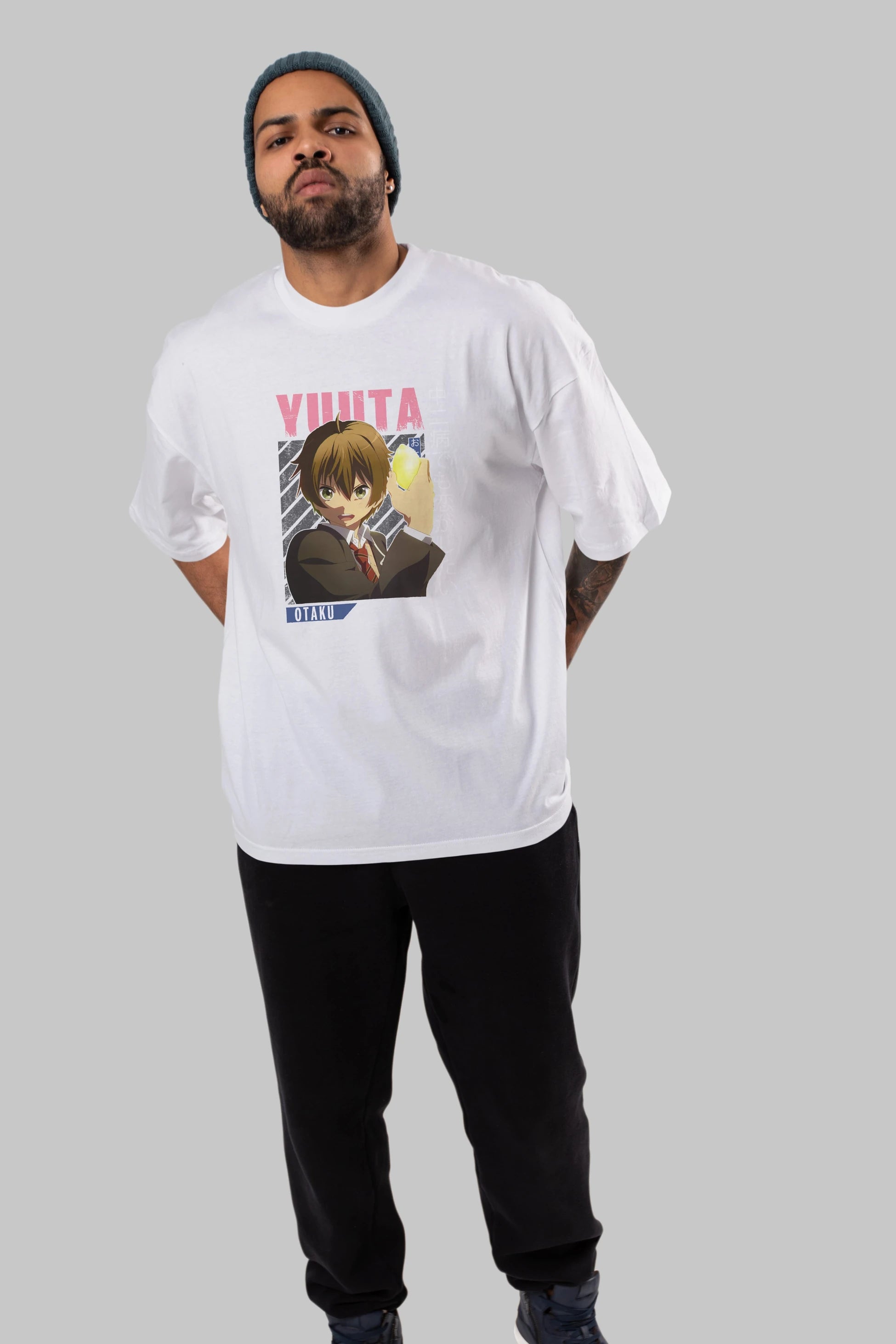 Yuuta Togashi 2 Anime Ön Baskılı Oversize t-shirt %100 pamuk Erkek Kadın Unisex