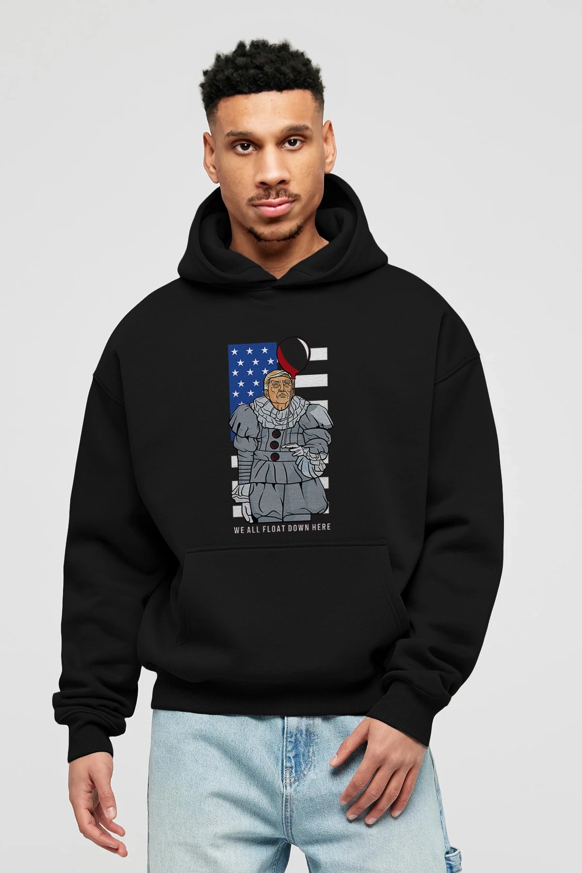 It Trump Ön Baskılı Hoodie Oversize Kapüşonlu Sweatshirt Erkek Kadın Unisex