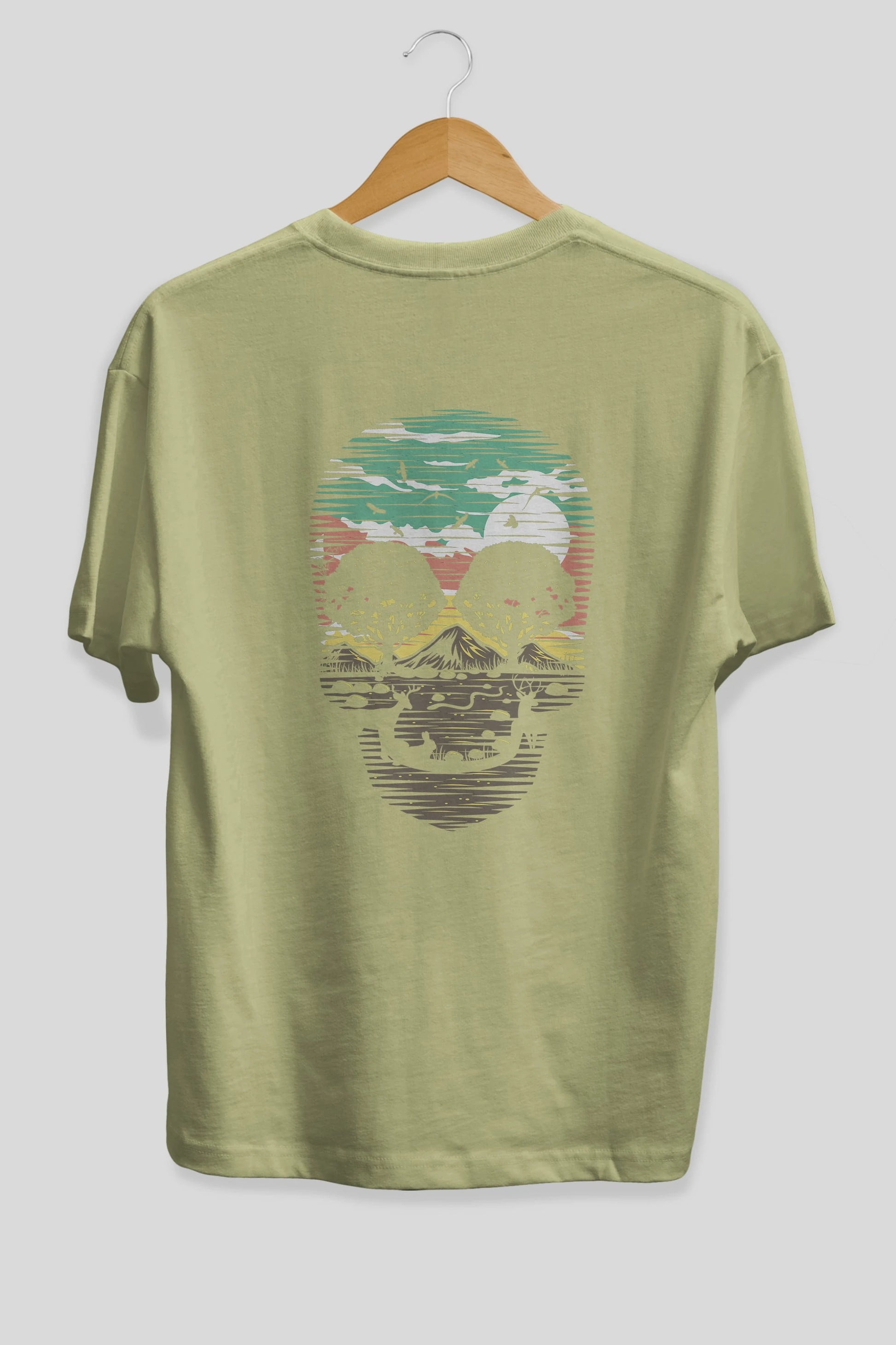 Skull Nature Arka Baskılı Oversize t-shirt %100 pamuk Erkek Kadın Unisex