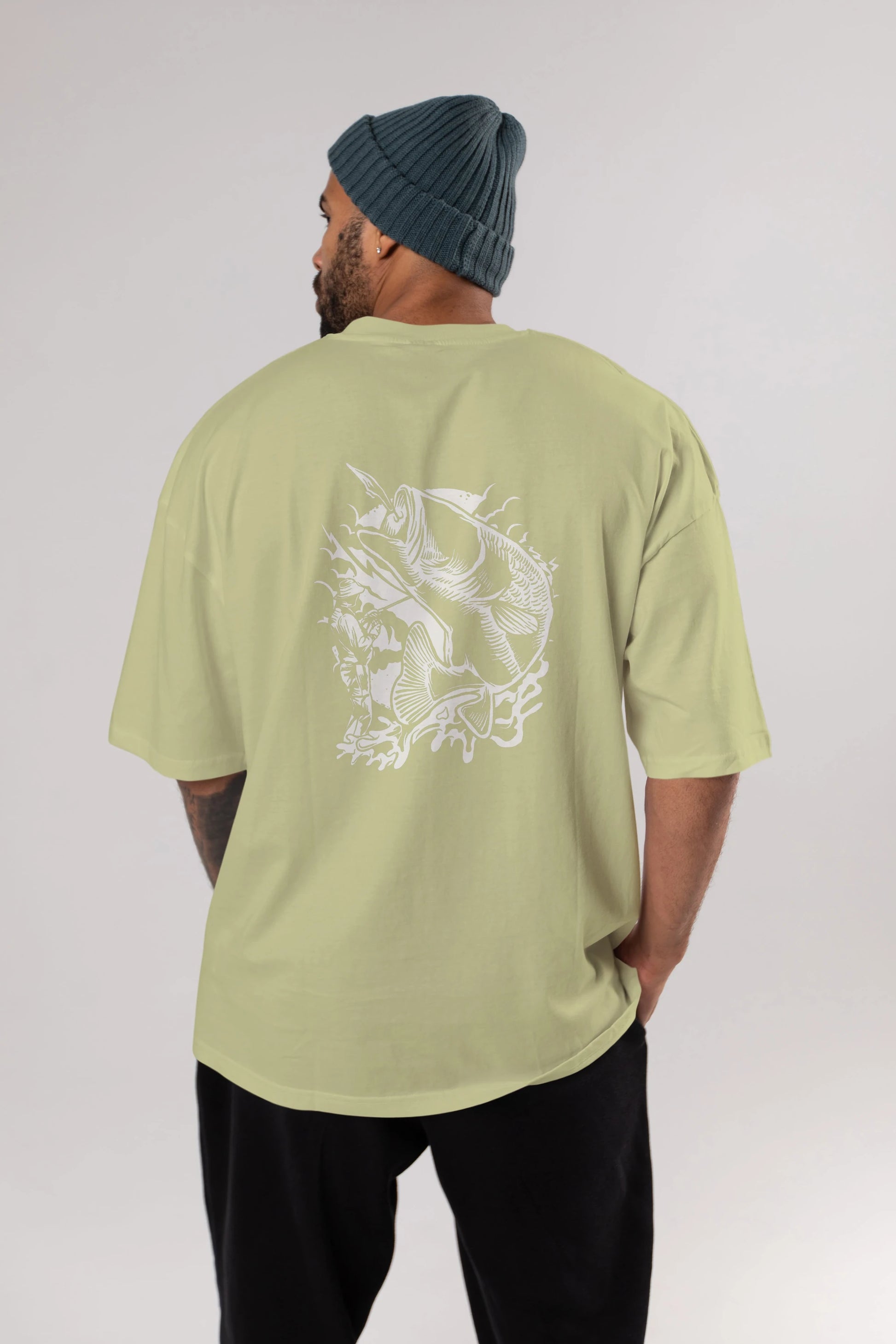 Fisherman Arka Baskılı Oversize t-shirt Erkek Kadın Unisex %100 Pamuk