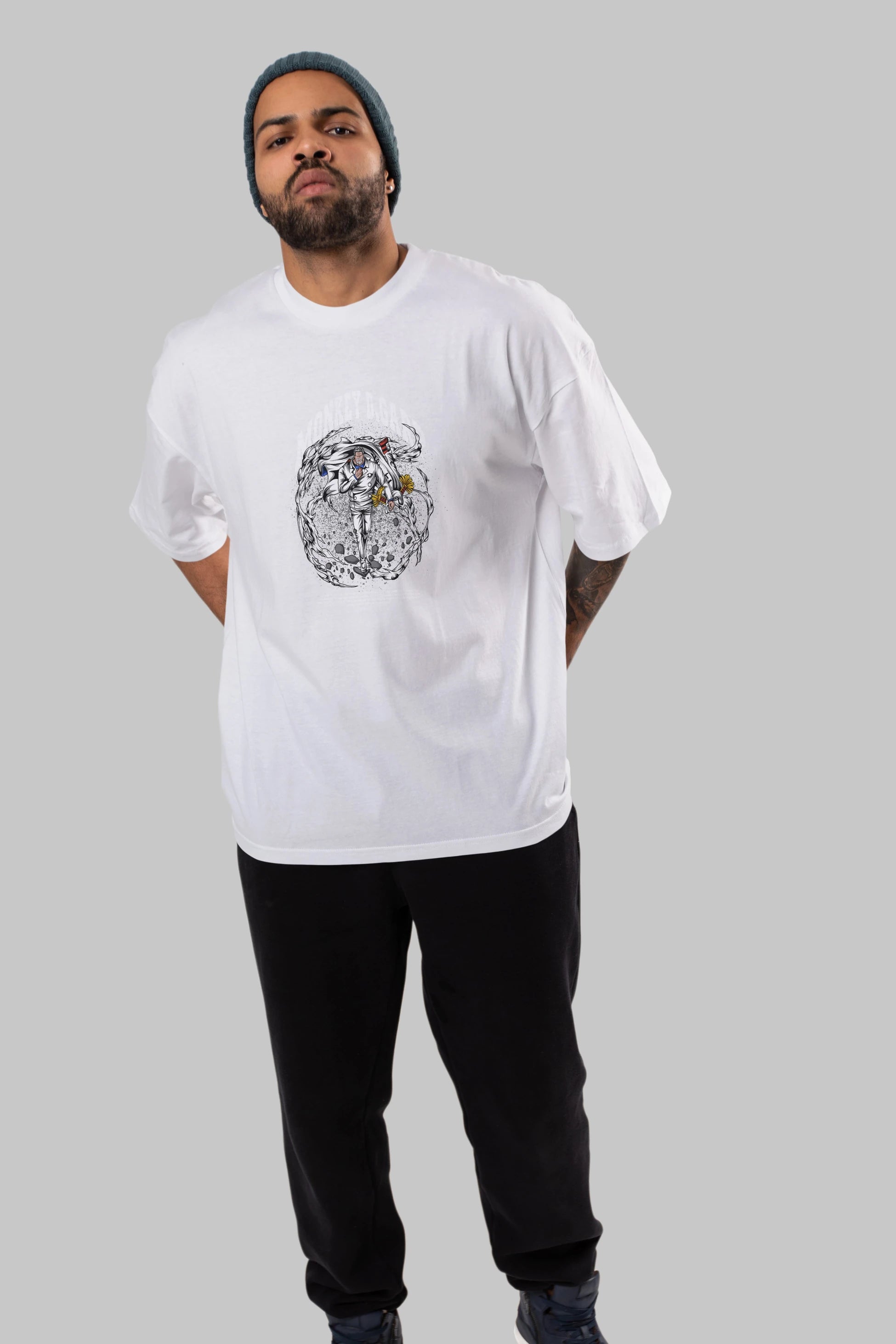 Monkey D. Garp Anime Ön Baskılı Oversize t-shirt %100 pamuk Erkek Kadın Unisex