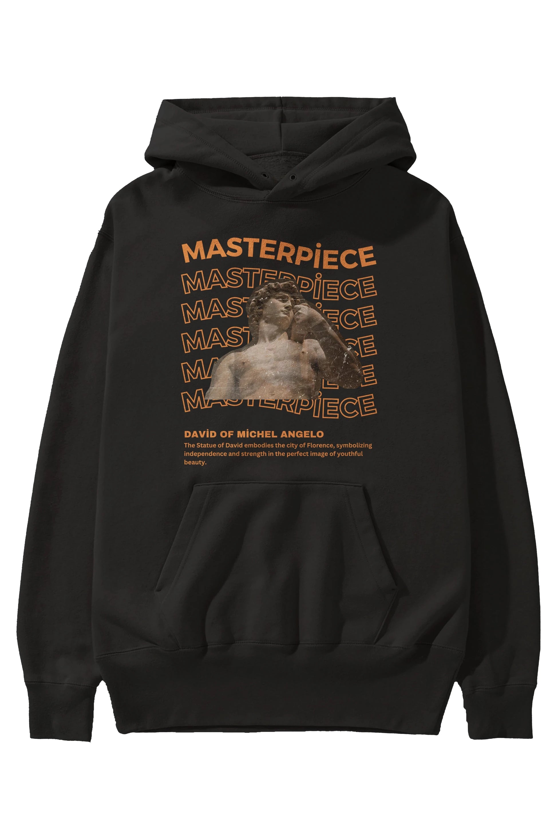 Masterpiece Yazılı Ön Baskılı Oversize Hoodie Kapüşonlu Sweatshirt Erkek Kadın Unisex