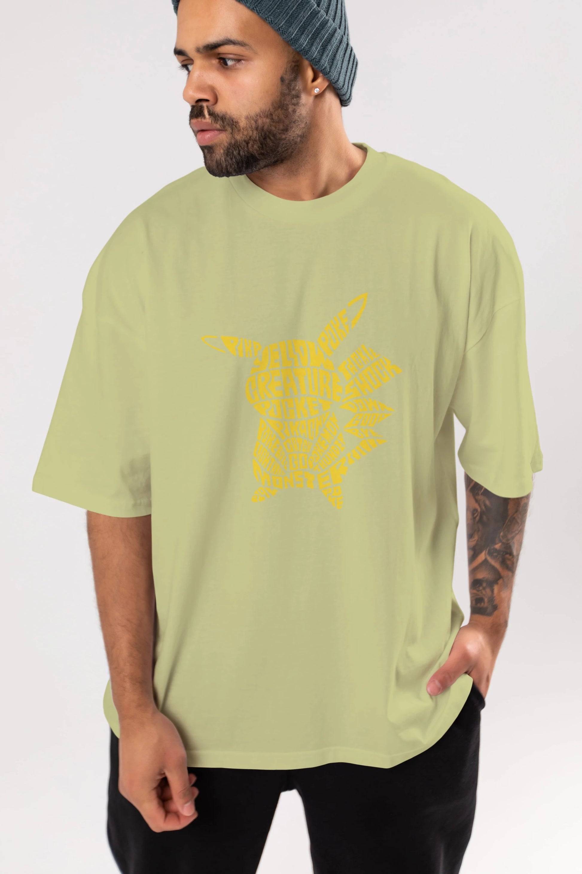 Pocket Monster Ön Baskılı Oversize t-shirt %100 pamuk Erkek Kadın Unisex