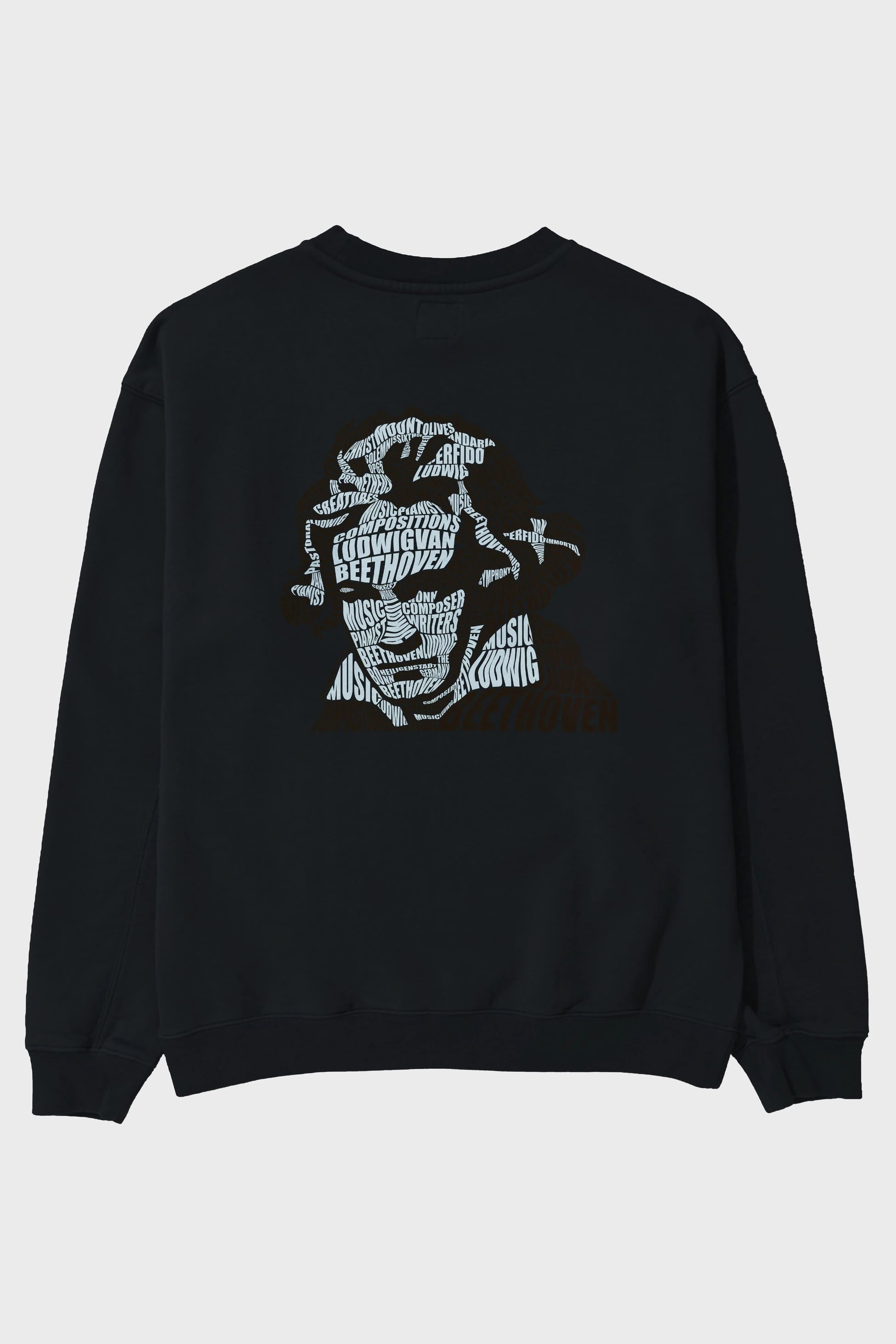 Ludwig van Beethoven Calligram Arka Baskılı Oversize Sweatshirt Erkek Kadın Unisex