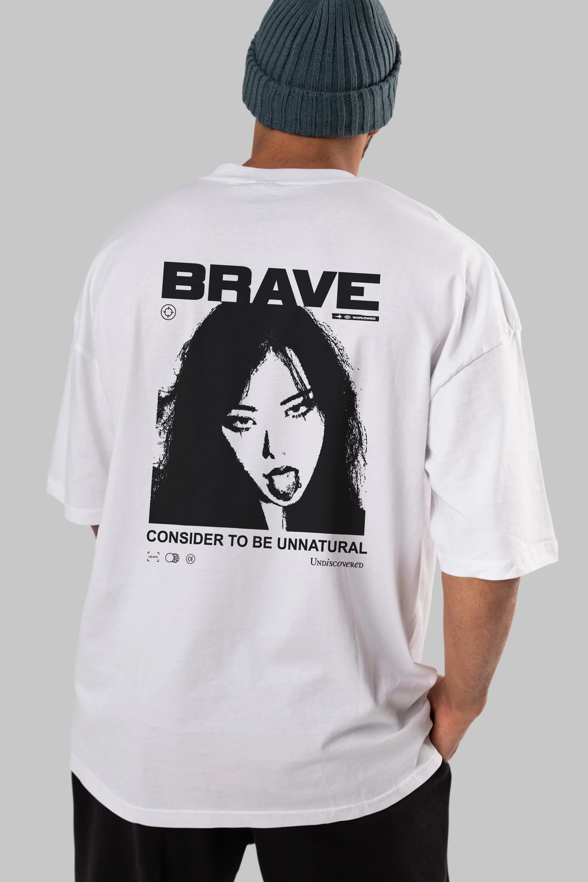 Brave Arka Baskılı Oversize t-shirt Erkek Kadın Unisex