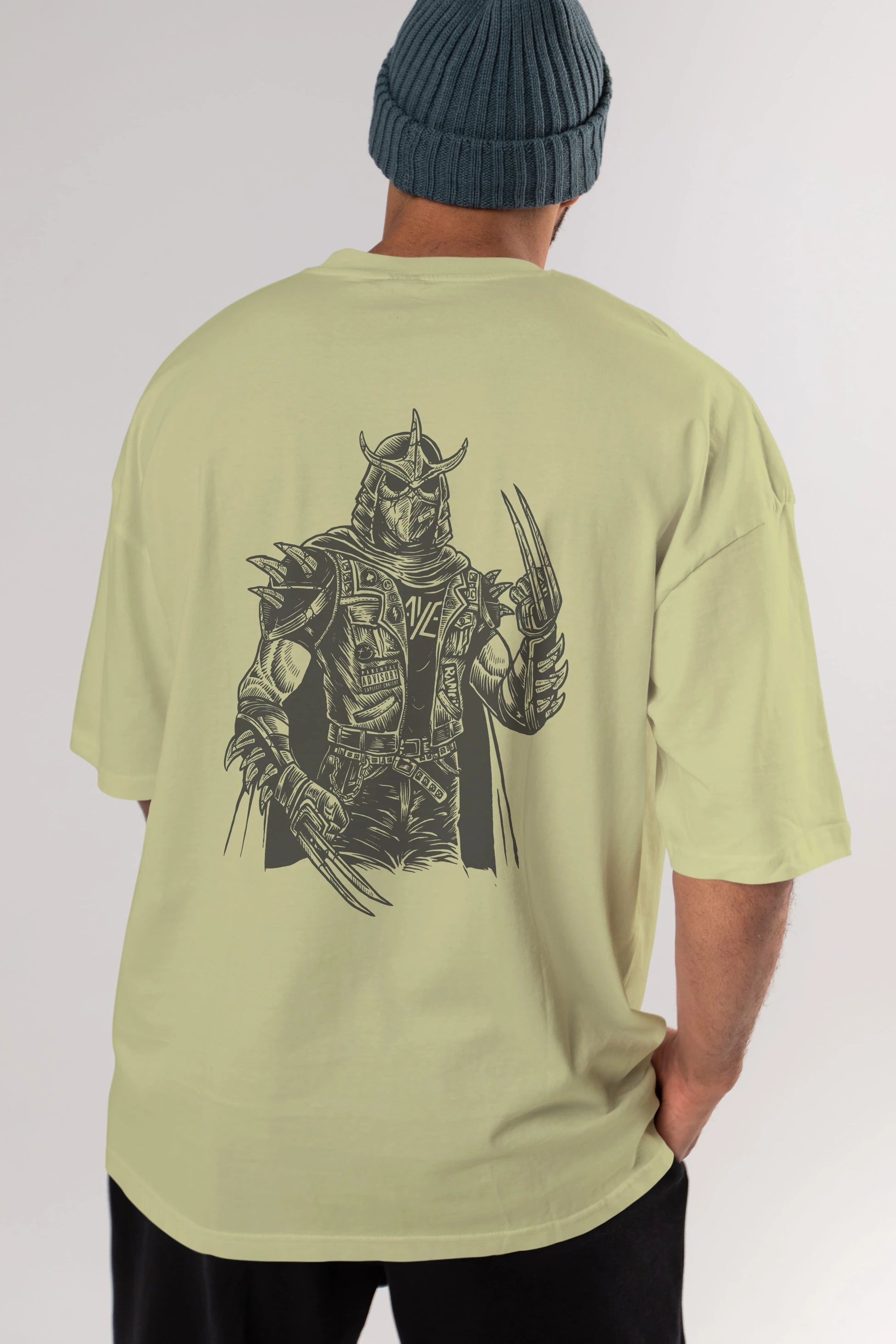 Shredder Punk Arka Baskılı Oversize t-shirt Erkek Kadın Unisex %100 Pamuk