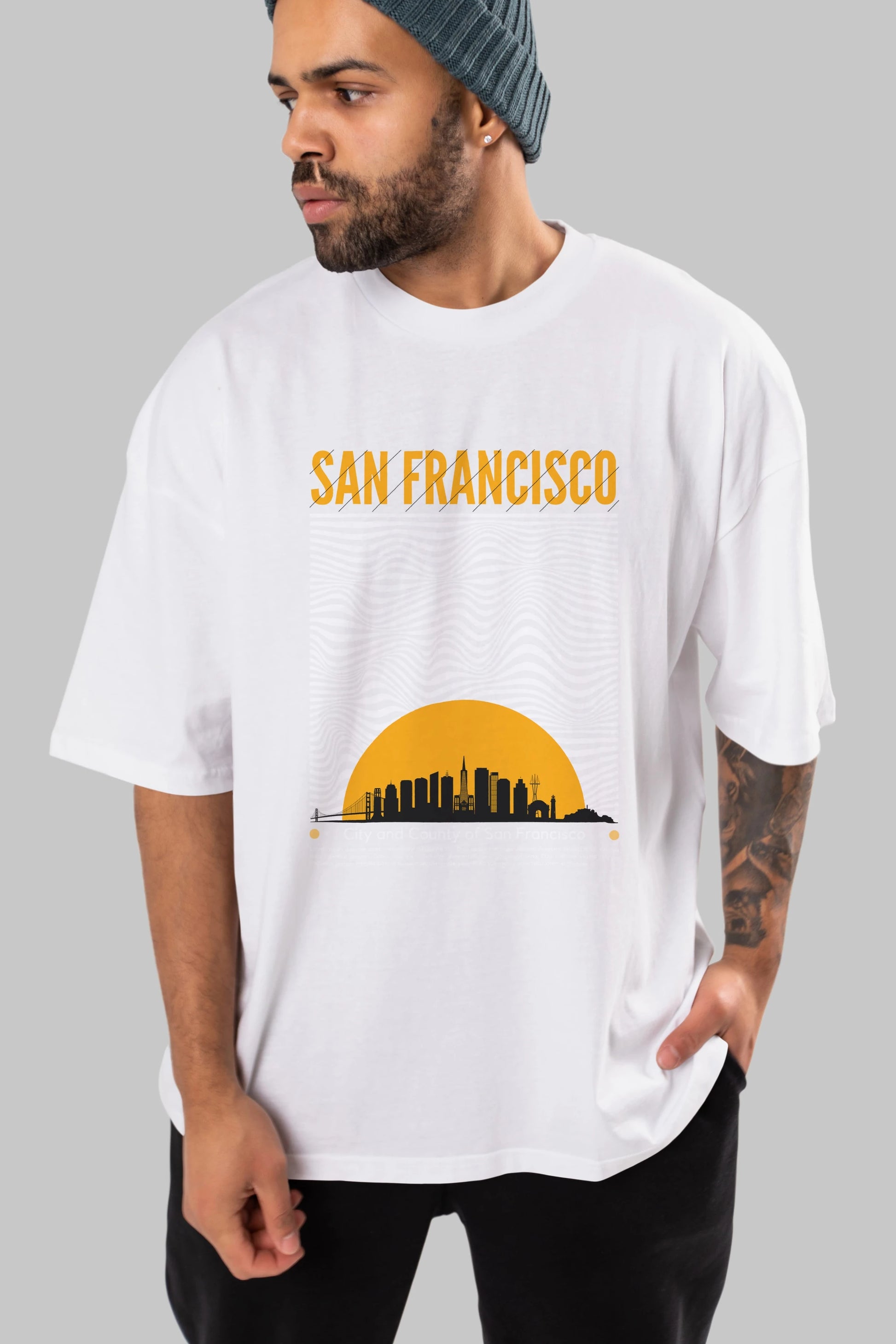 San Francisco Yazılı Ön Baskılı Oversize t-shirt Erkek Kadın Unisex