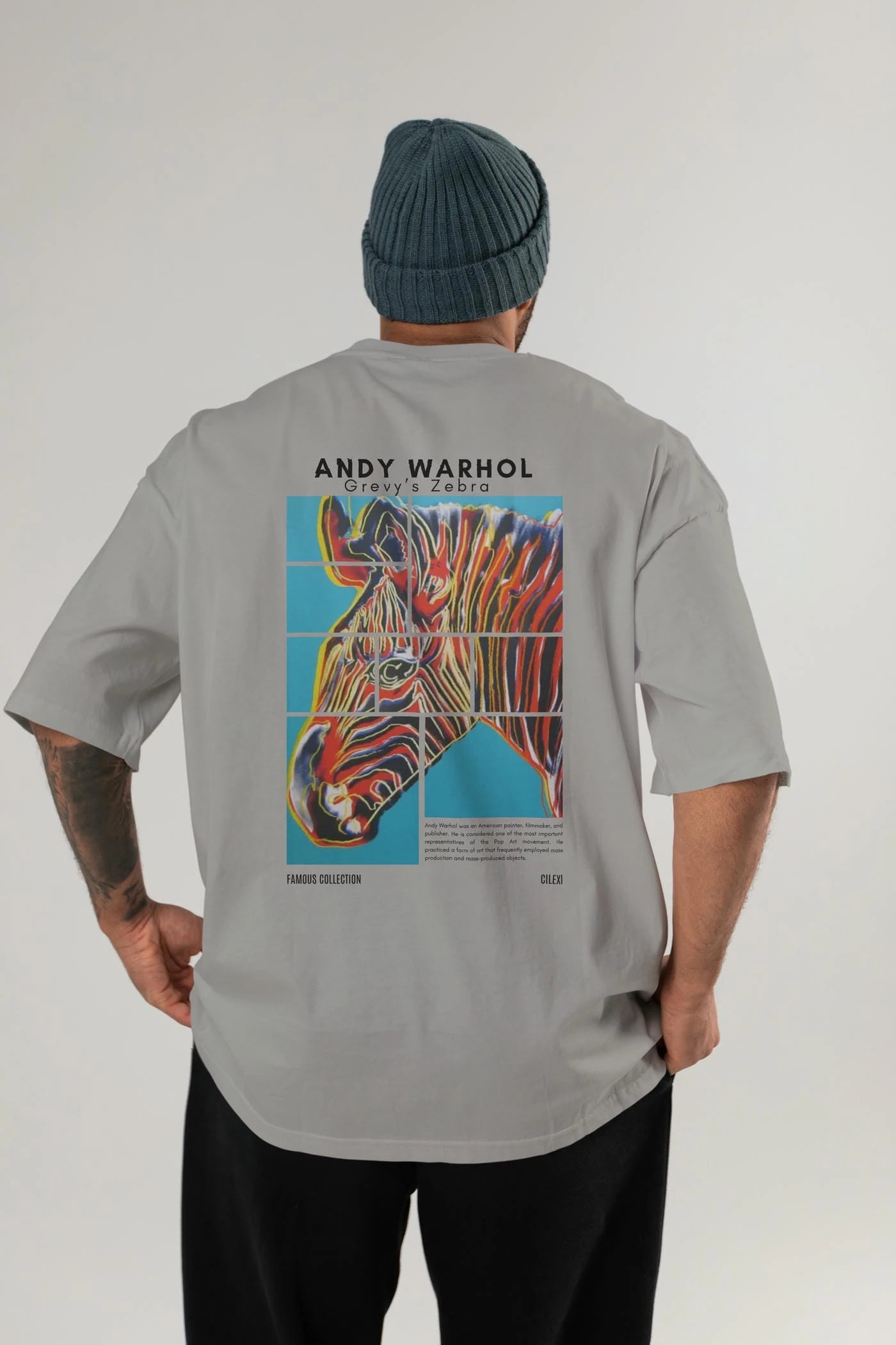 Andy Warhol Arka Baskılı Oversize t-shirt Erkek Kadın Bisiklet Yaka Pamuk tişort