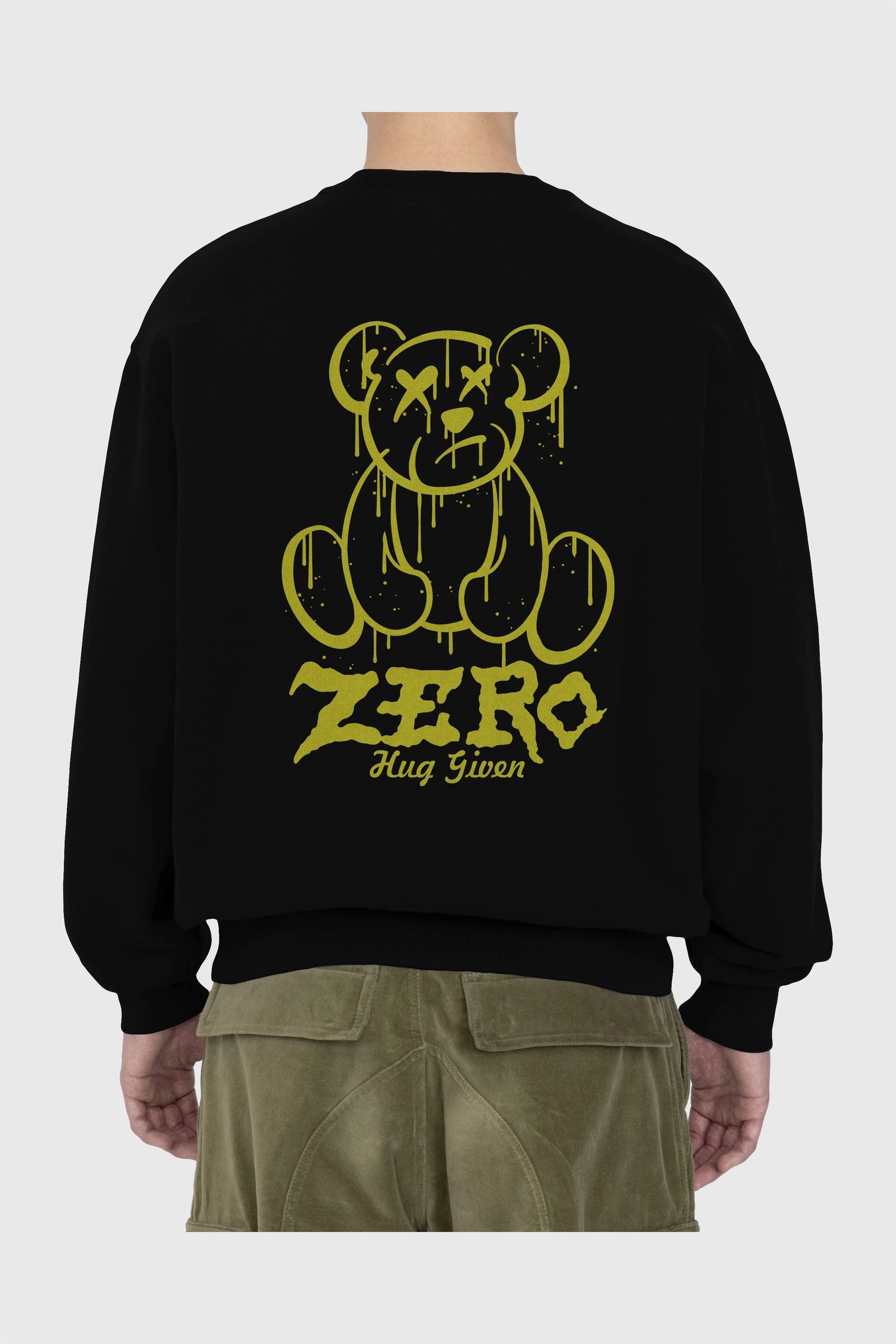 Zero Hug Given Bear Arka Baskılı Oversize Sweatshirt Erkek Kadın Unisex