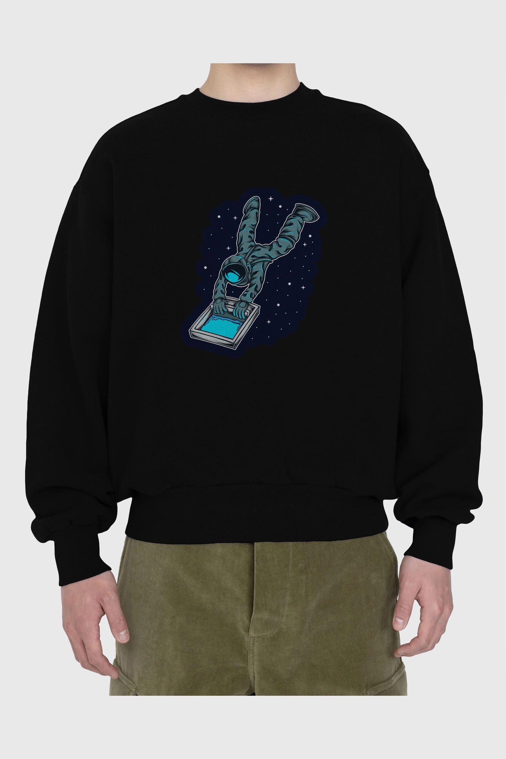 Astroscreen Sticker Ön Baskılı Oversize Sweatshirt Erkek Kadın Unisex
