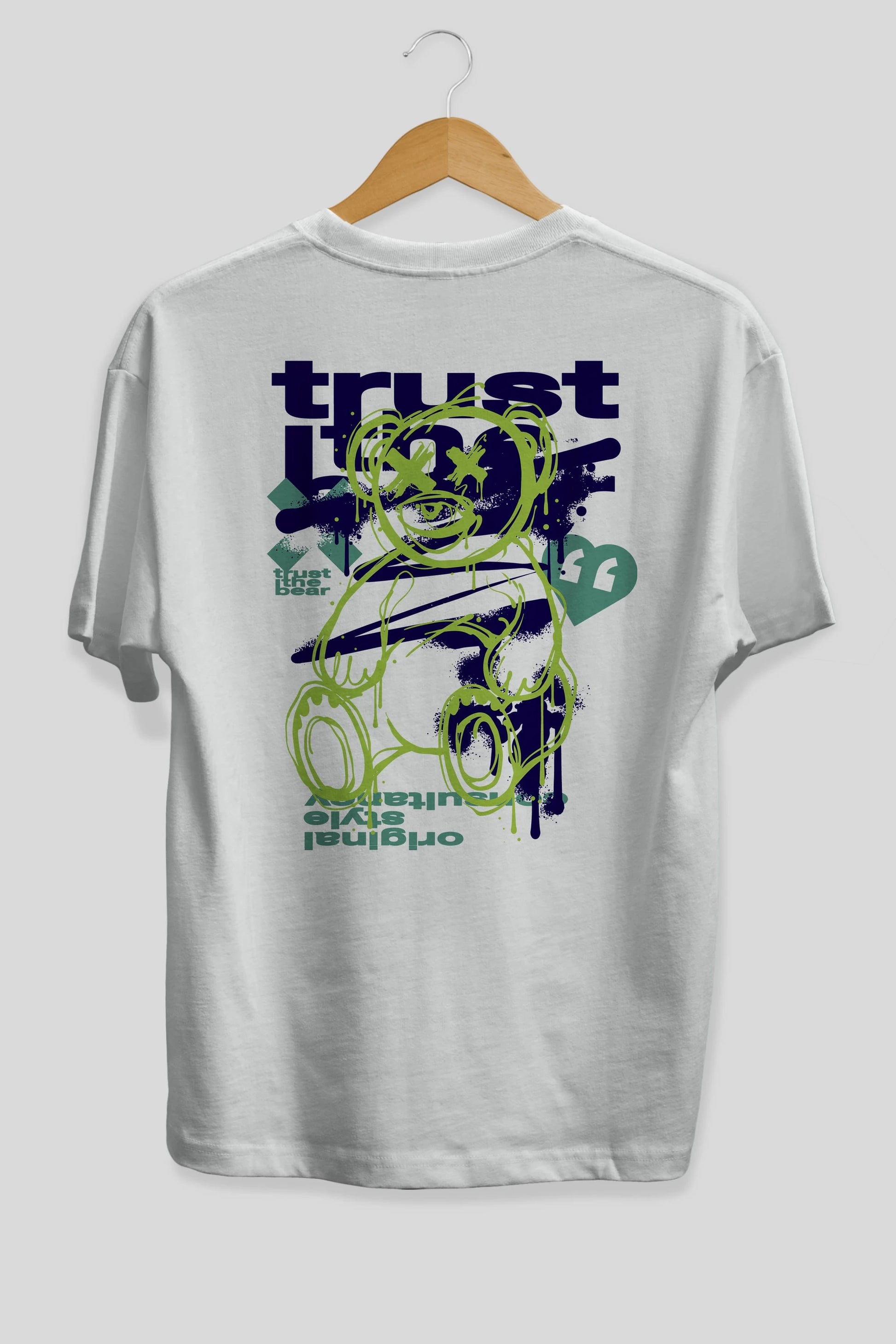 Trust The Bear 3 Arka Baskılı Oversize t-shirt Erkek Kadın Unisex