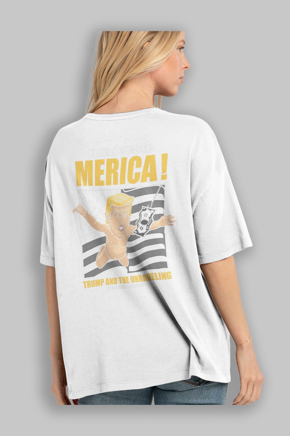 Trump Nirvana Arka Baskılı Oversize t-shirt Erkek Kadın Unisex %100 Pamuk tişort