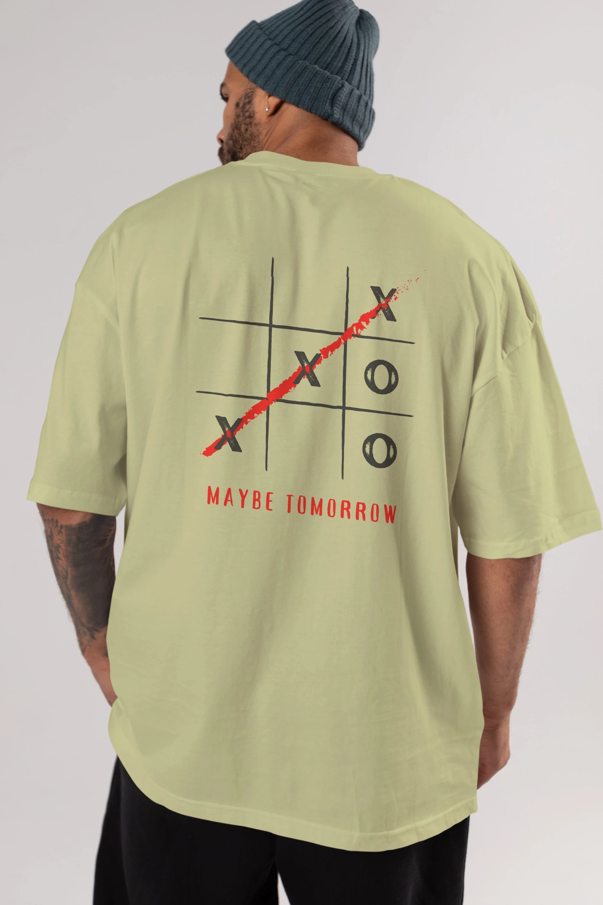 Maybe Tomorrow Yazılı Arka Baskılı Oversize t-shirt Erkek Kadın Unisex