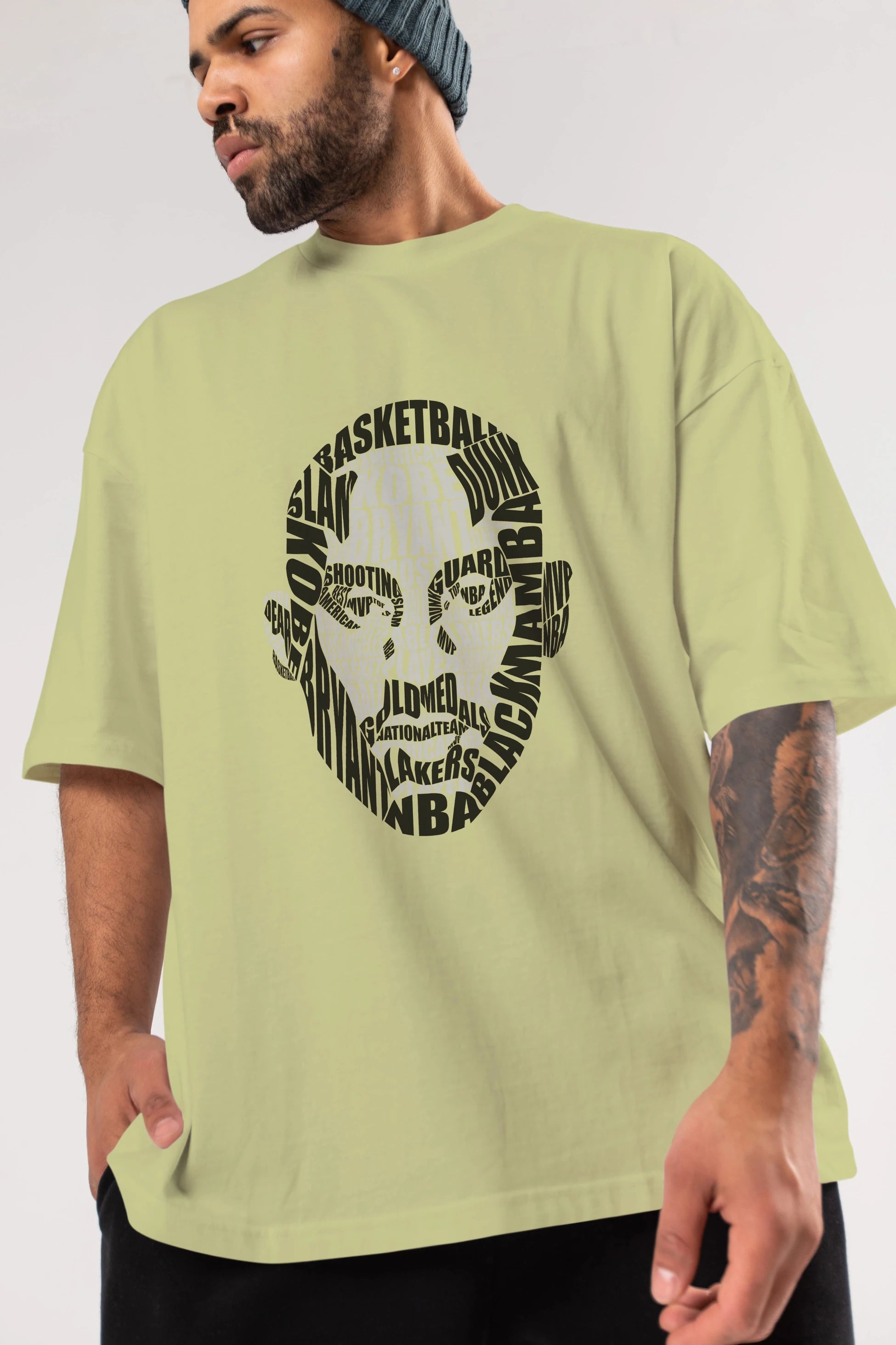 Kobe Bryan Calligram Ön Baskılı Oversize t-shirt %100 pamuk Erkek Kadın Unisex