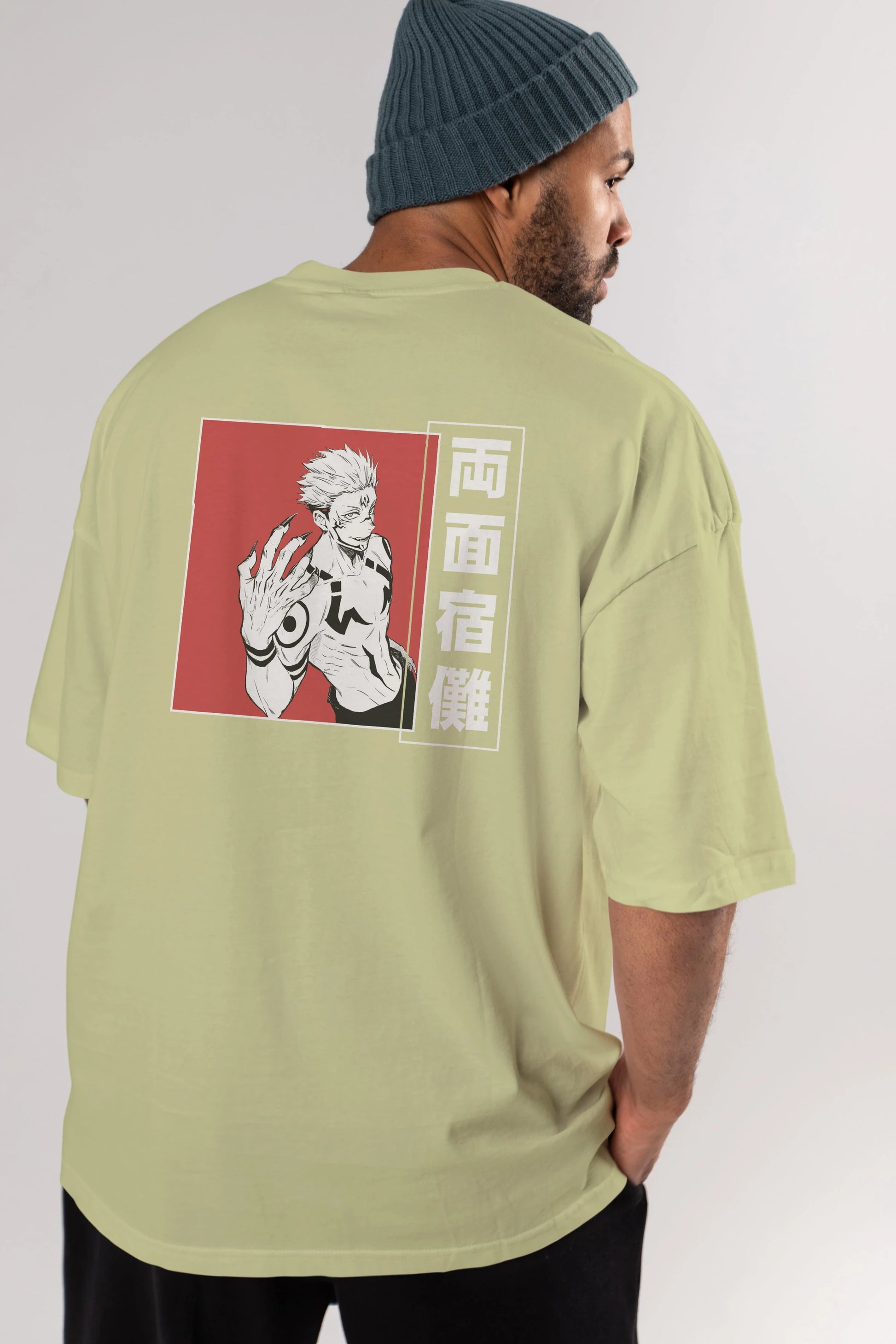 Sukuna Ryoumen 2 Anime Arka Baskılı Oversize t-shirt Erkek Kadın Unisex