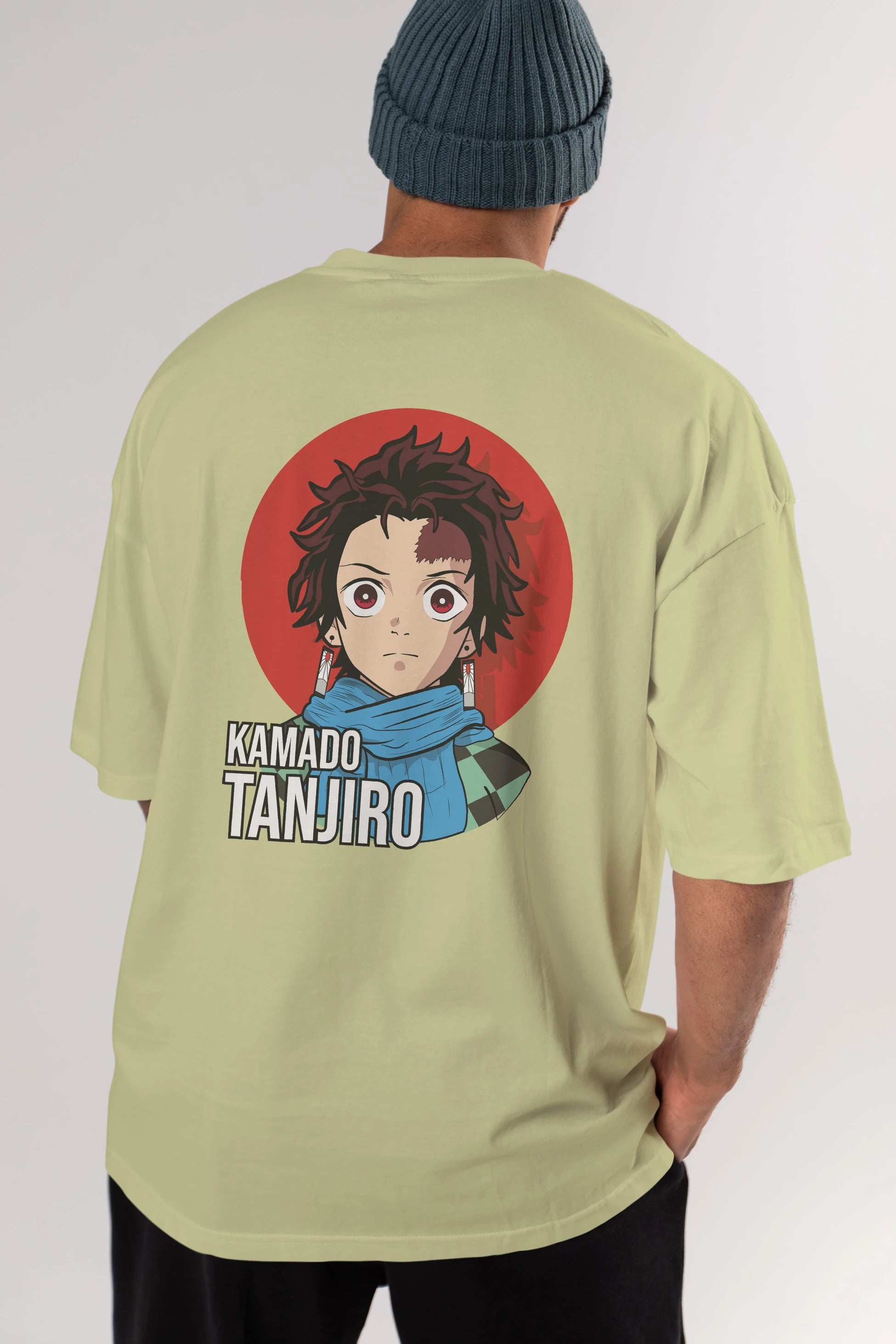 TANJIRO KAMADO Anime Arka Baskılı Oversize t-shirt Erkek Kadın Unisex