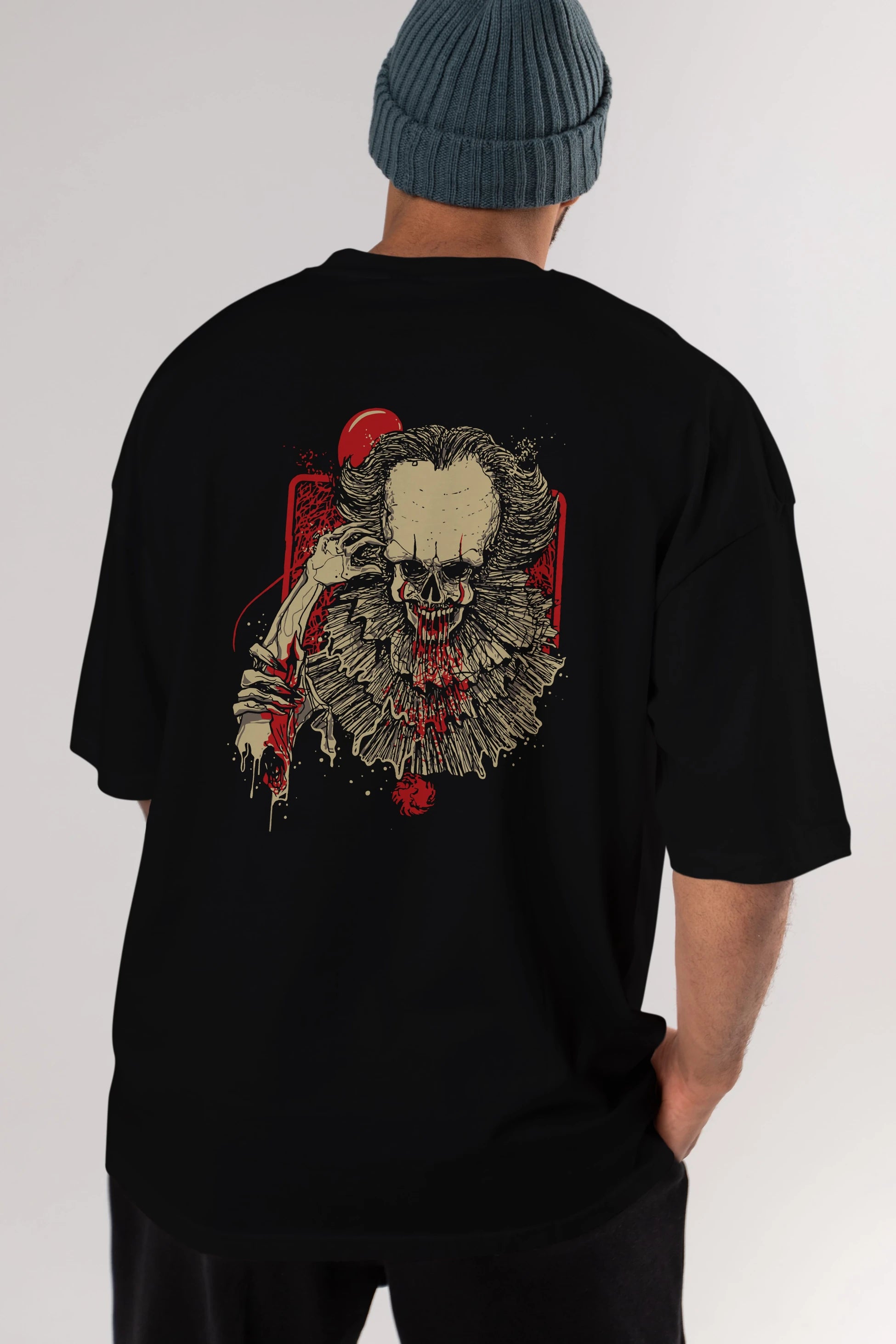 it (2) Arka Baskılı Oversize t-shirt Erkek Kadın Unisex %100 Pamuk Bisiklet Yaka tişort