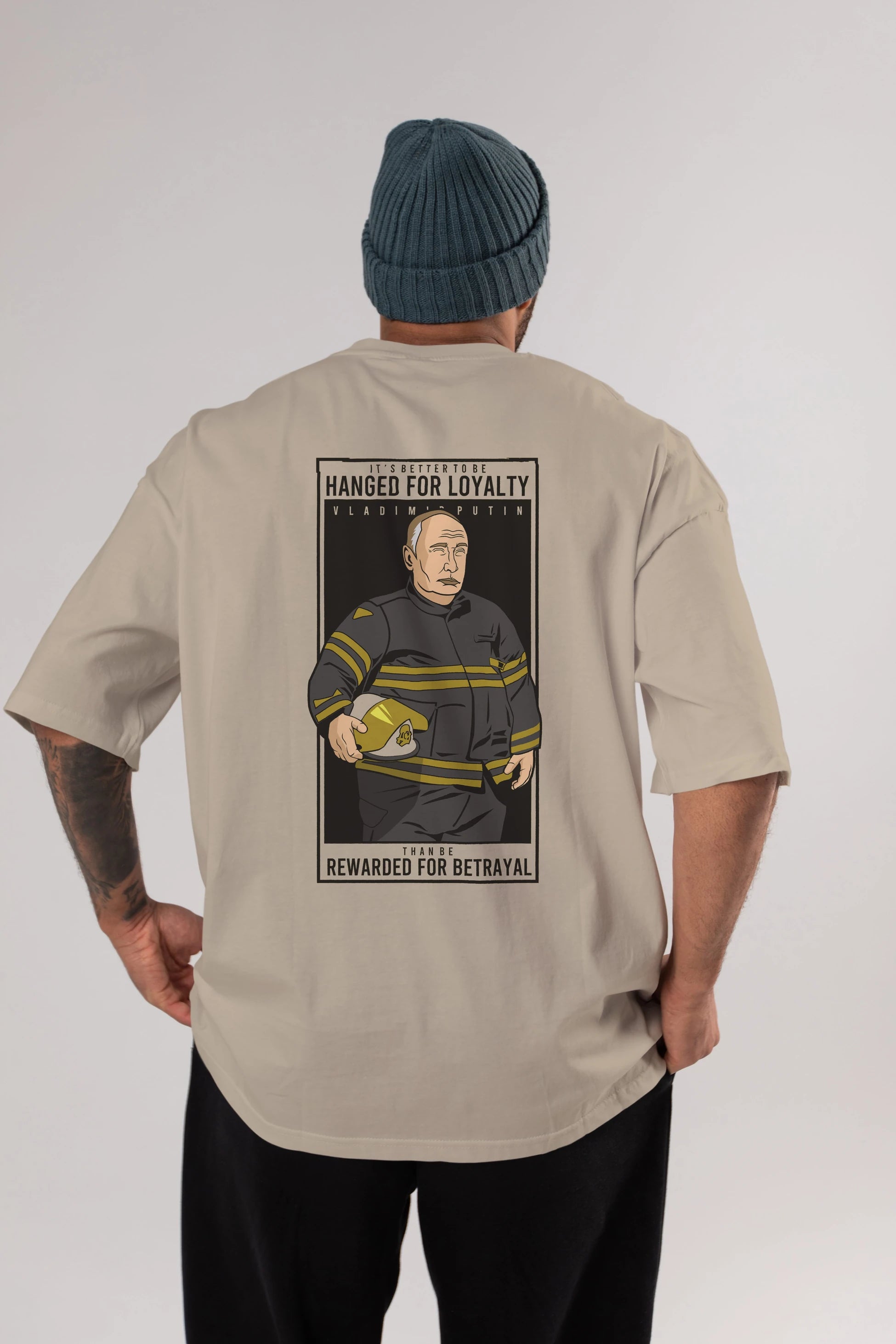 Putin Fireman Arka Baskılı Oversize t-shirt Erkek Kadın Unisex %100 Pamuk tişort