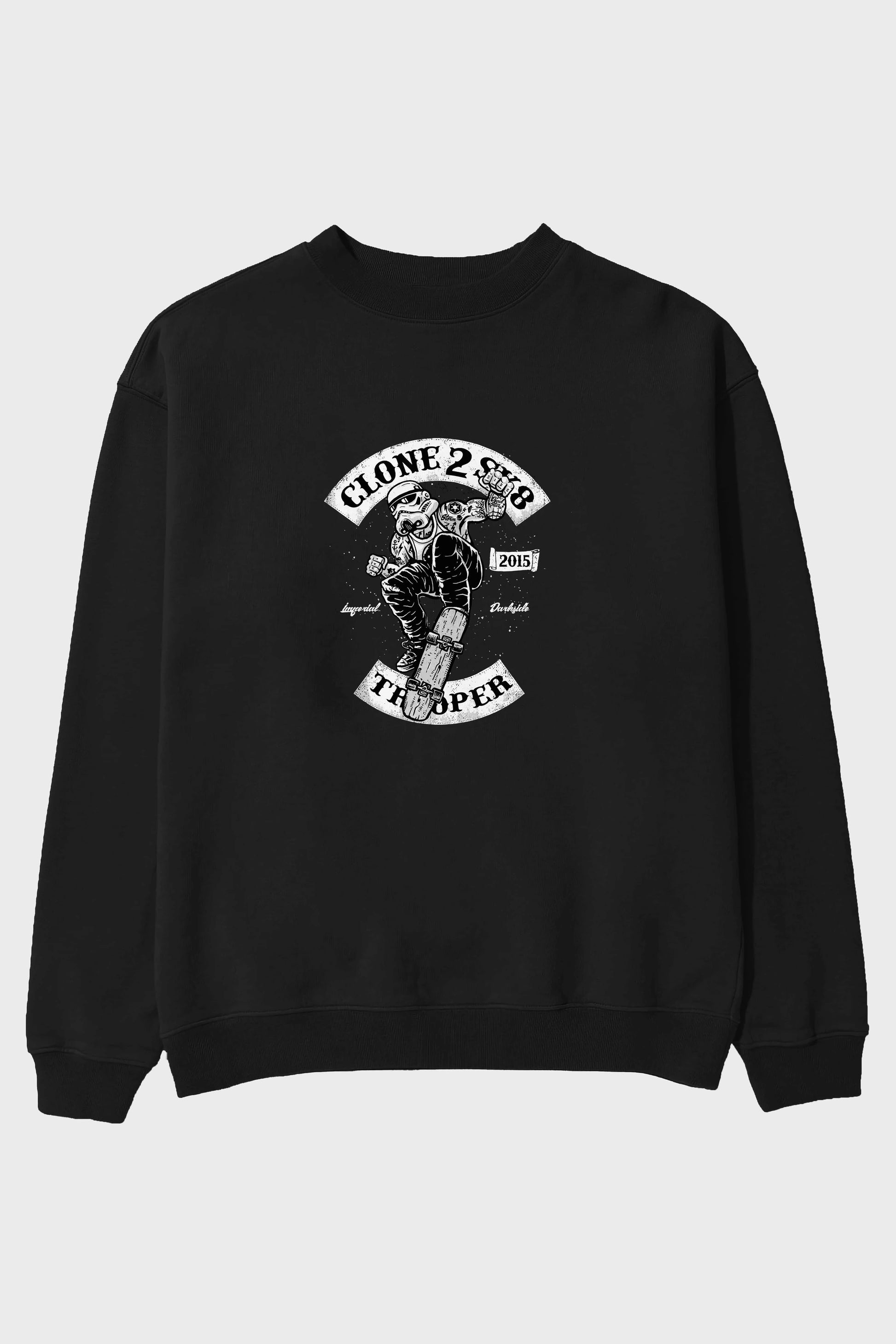 Clone 2 Sk8 Ön Baskılı Oversize Sweatshirt Erkek Kadın Unisex