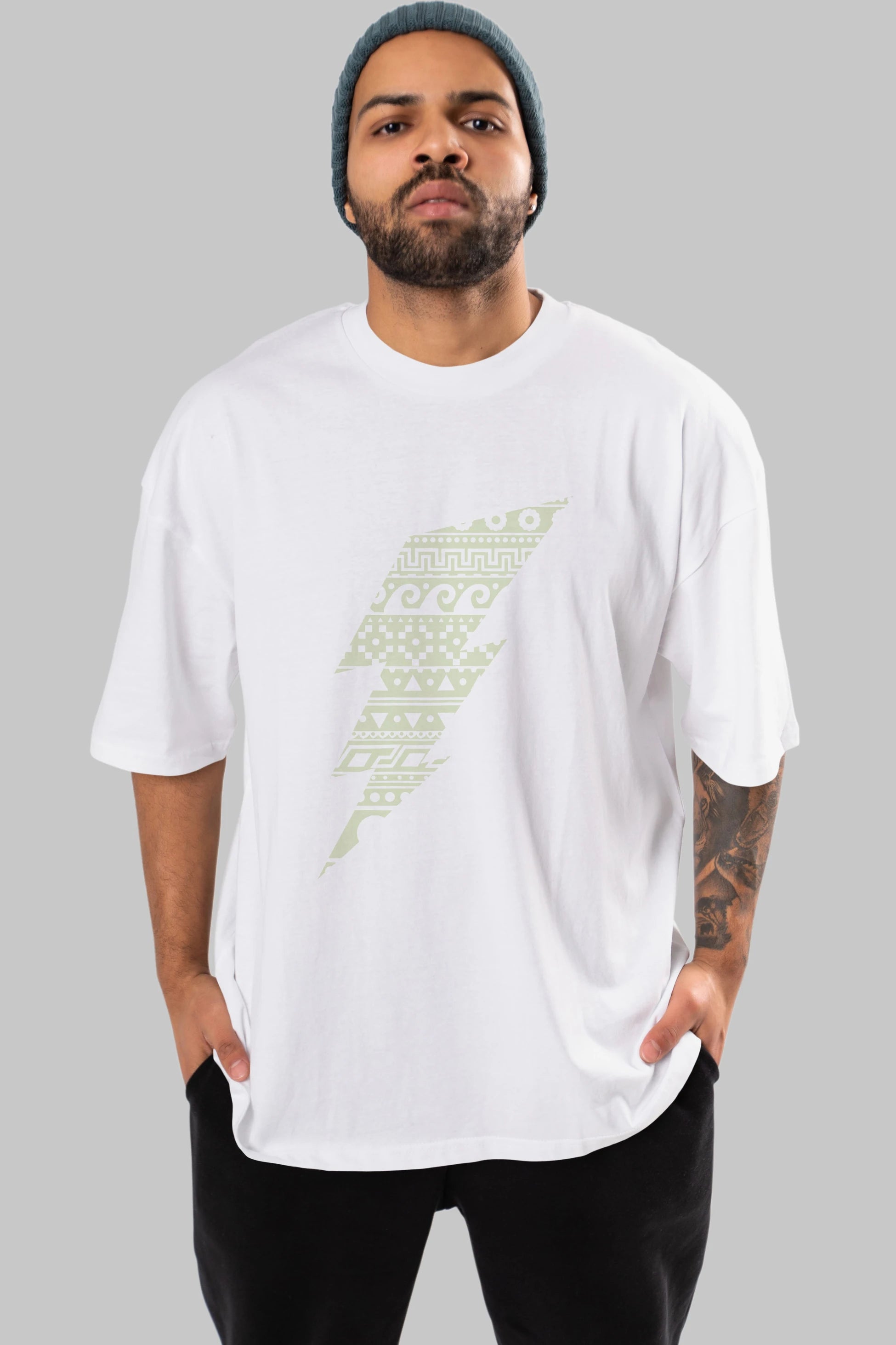 Thunderbolt Ön Baskılı Oversize t-shirt %100 pamuk Erkek Kadın Unisex